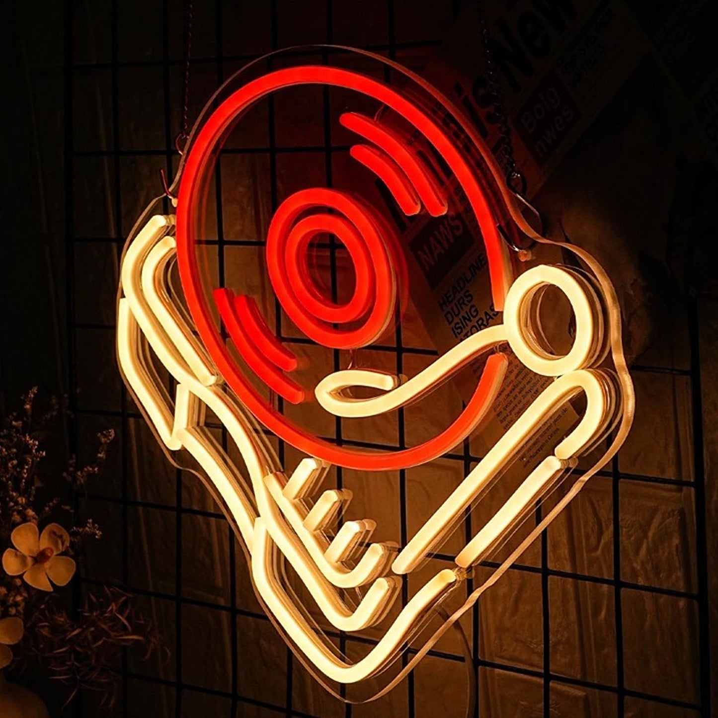 Fun Bright Red Record and Player LED Night Light Music Party Room Wall Decor