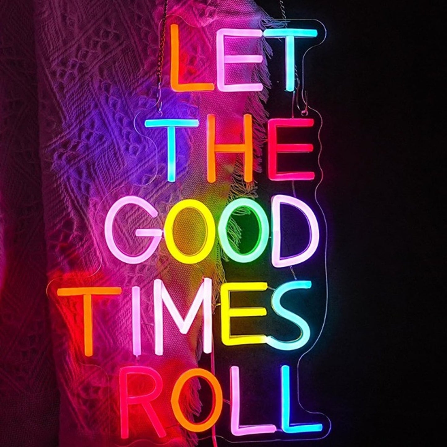Lovely Bright Rainbow “Let the Good Times Roll” LED Night Light Room Wall Decor