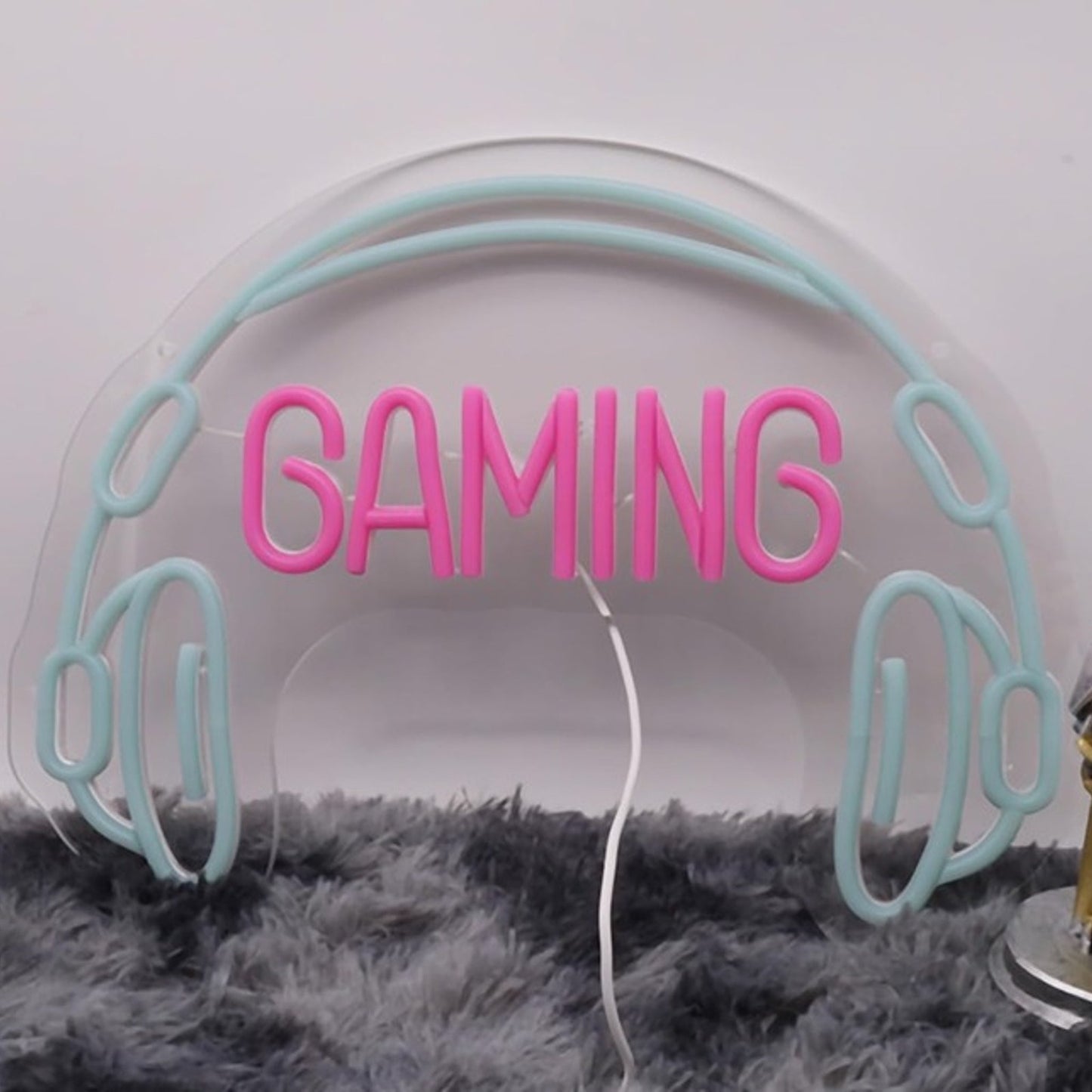 Fun Bright Blue Headphones “Gaming” LED Light Game Room Wall Decor