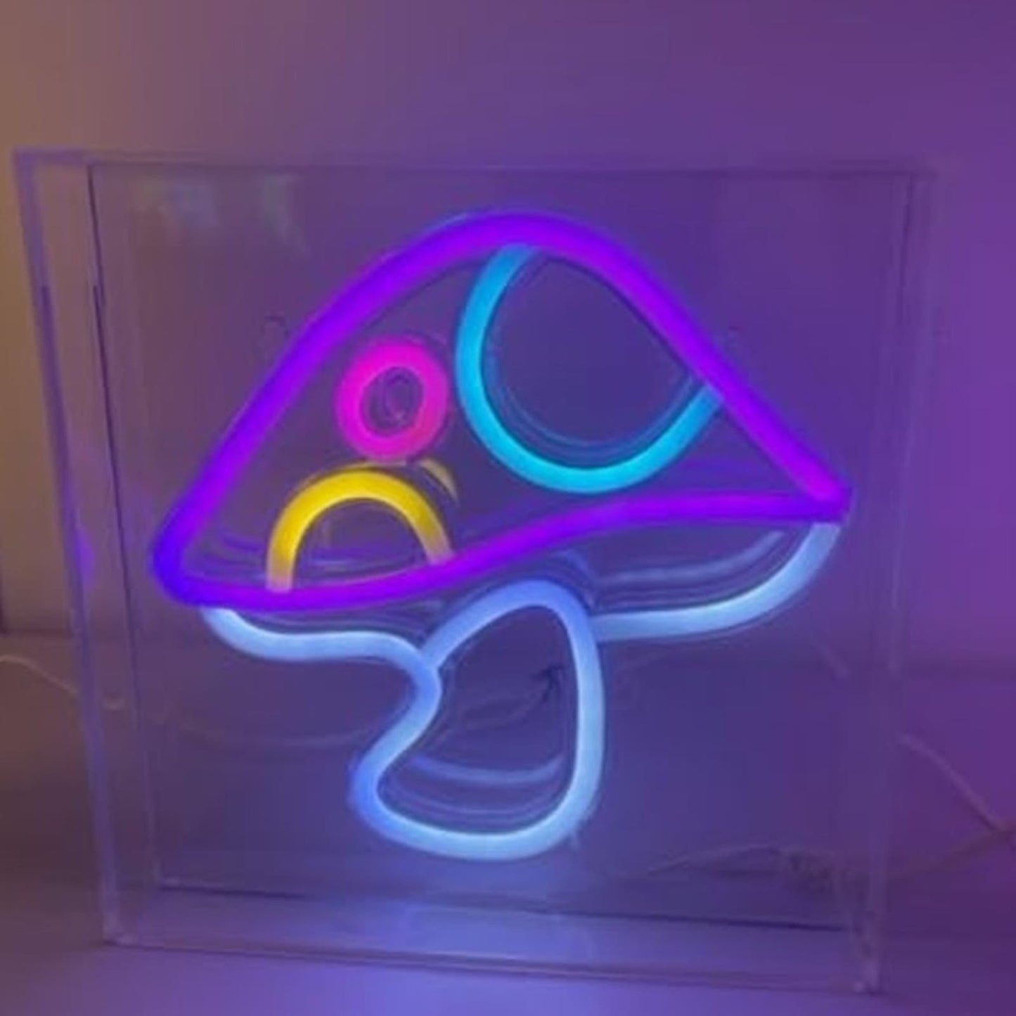 Fun Bright Purple Spotted Mushroom LED Night Light Room Wall Decoration