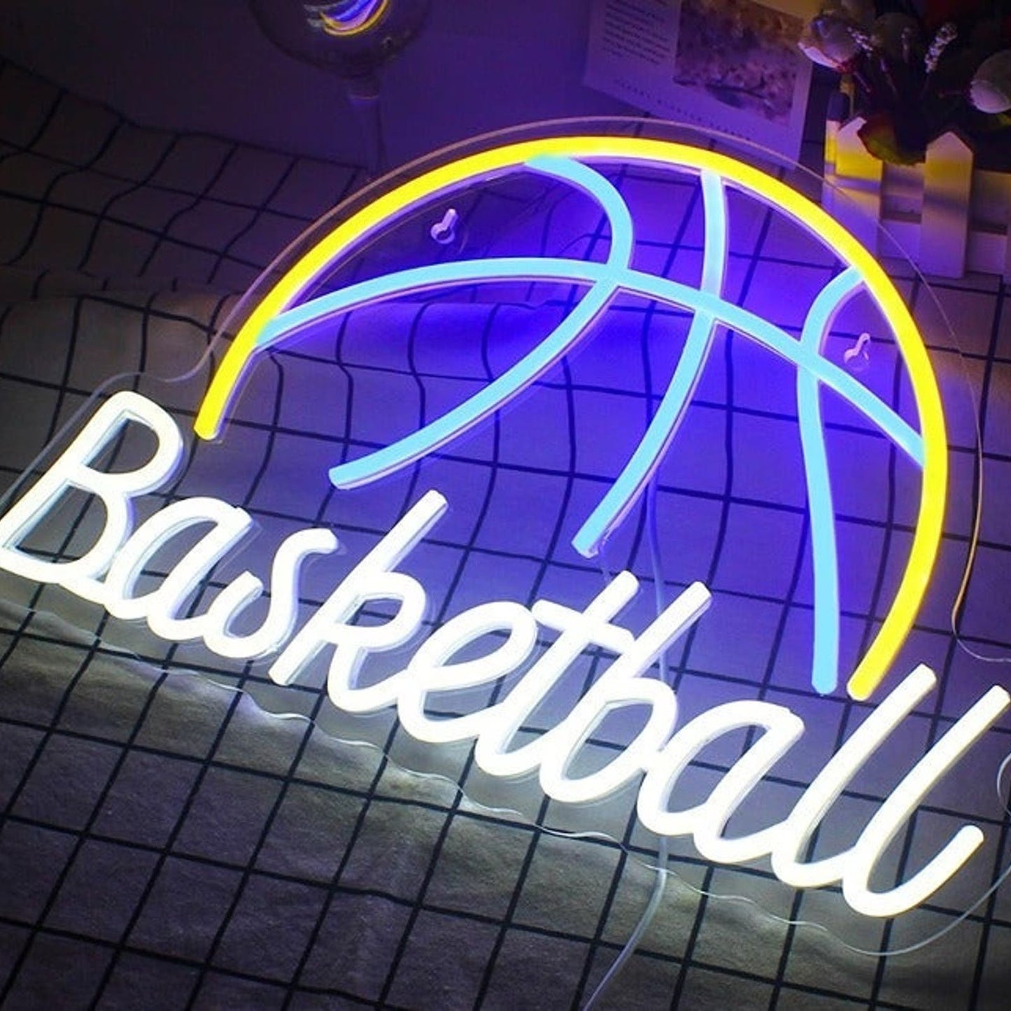 Fun Bright Blue BasketBall LED Night Light NBA Game Room Wall Sport Decor