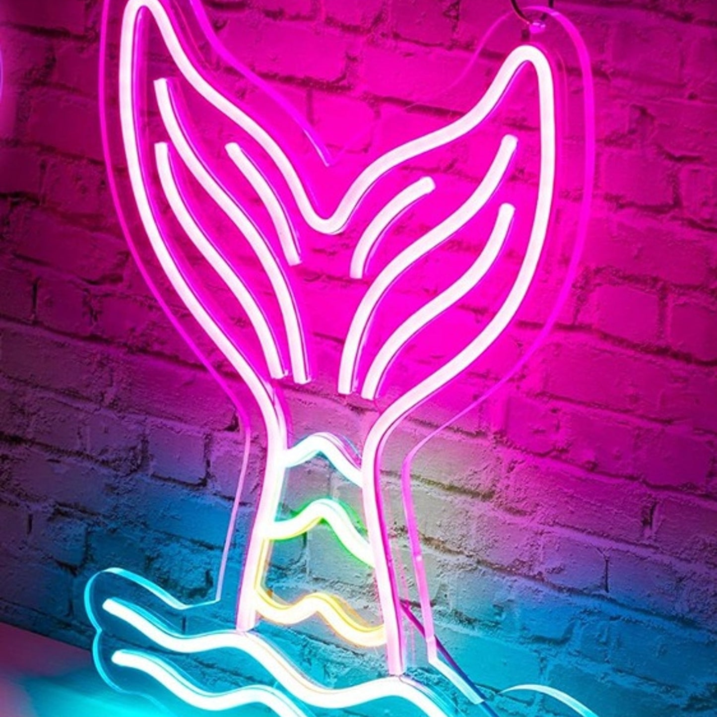 Lovely Vivid Bright Colorful Mermaid Tail LED Night Light Room Wall Decoration