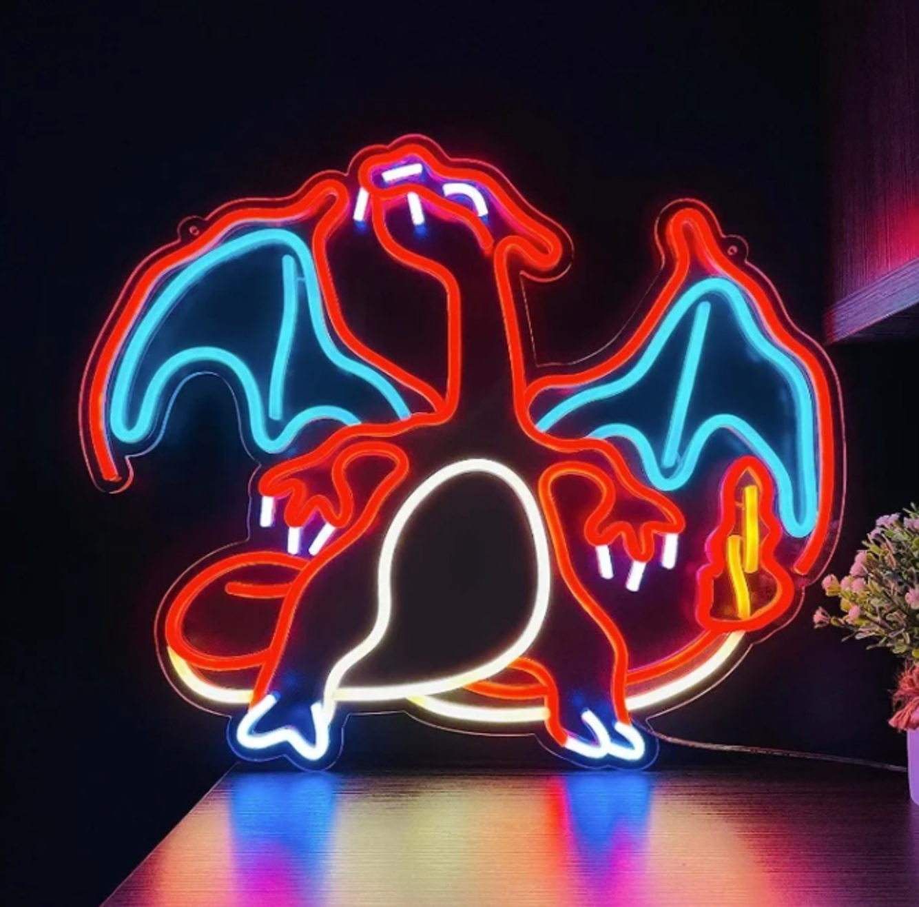 Vivid Large Bright Charizard LED Night Light Rare Fire Dragon Pokemon Decor