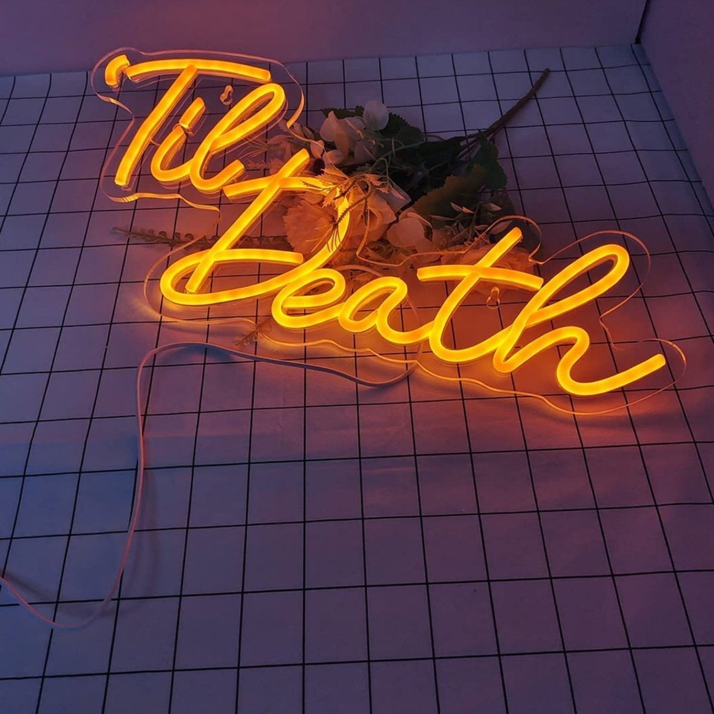 Romantic Warm “Til’ Death” LED Love Light Engagement Wedding Decor