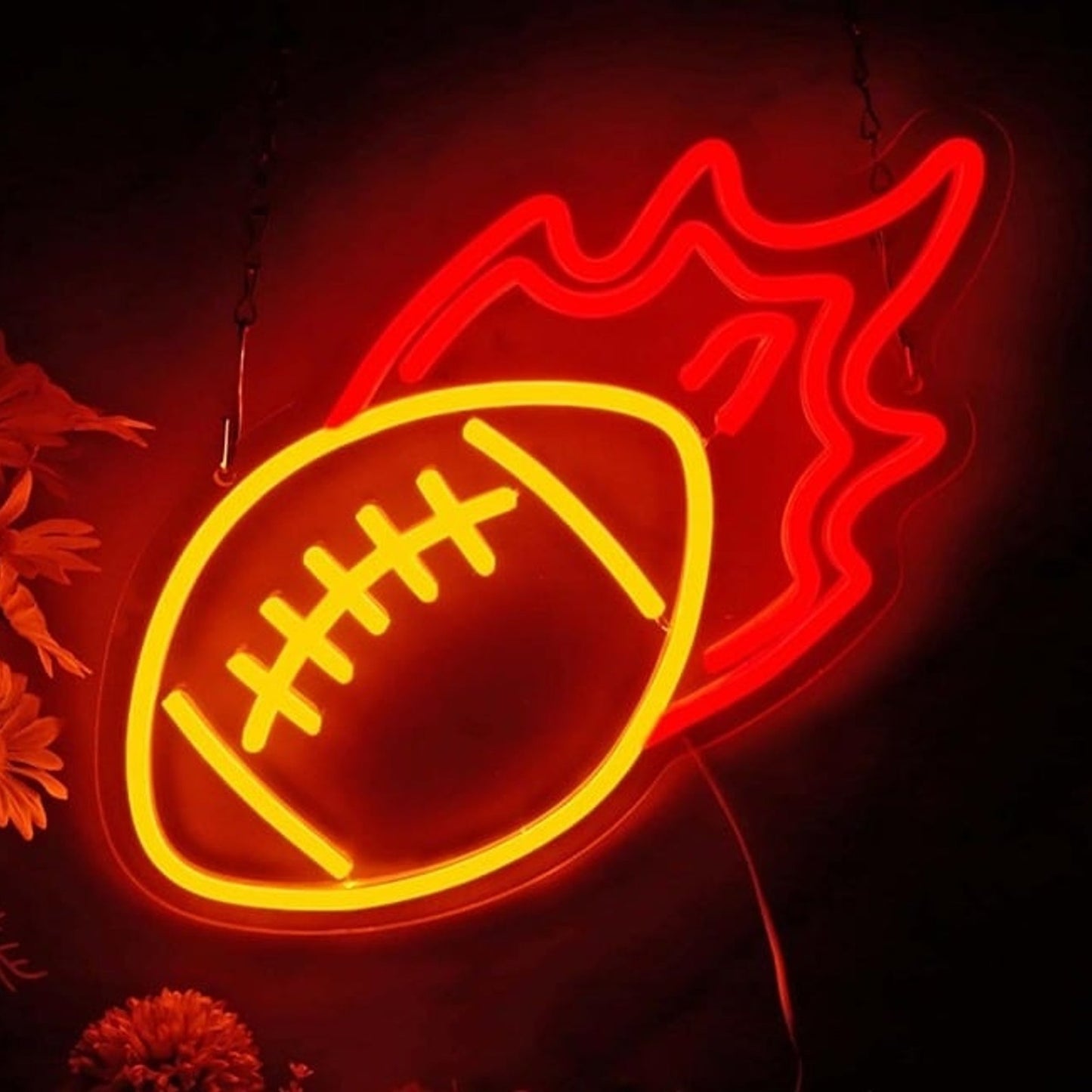 Fun Vivid Bright Flaming Football LED Night Light NFL Sports Wall Decor
