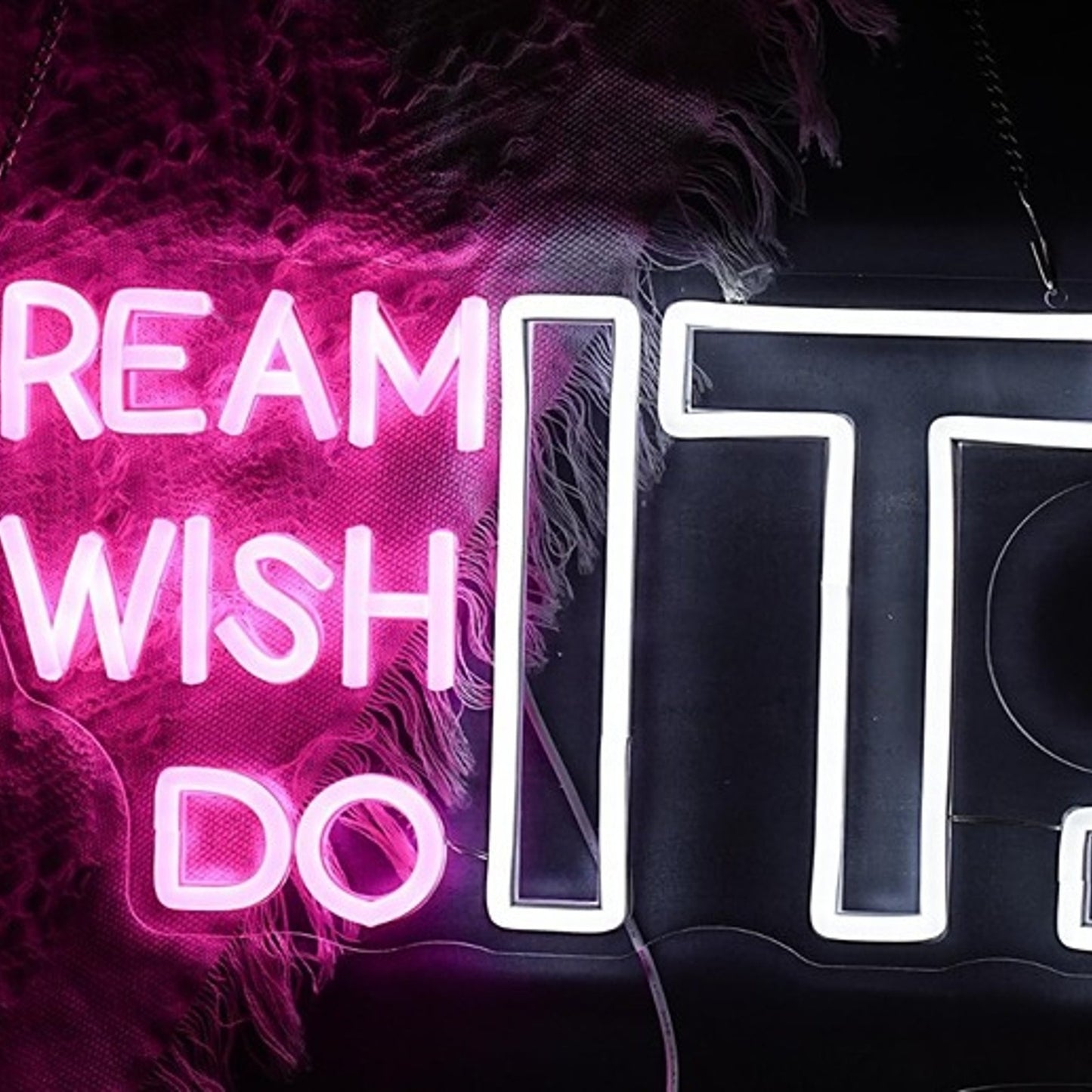 Vivid Bright Pink “Dream It, Wish It, Do It” LED Night Light Motivation Decor