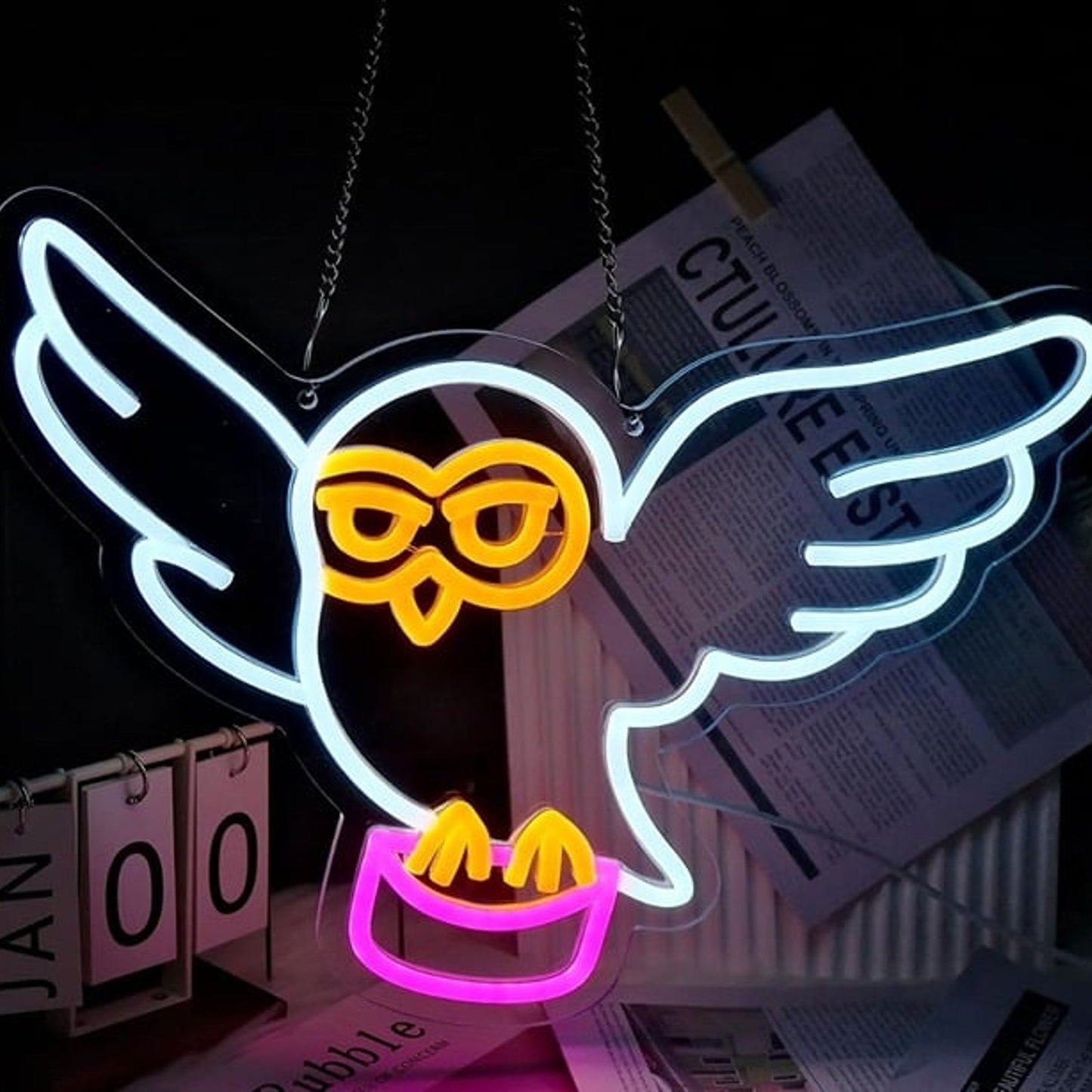 Lovely Bright White Flying Owl LED Night Light Harry Potter Room Wall Decoration