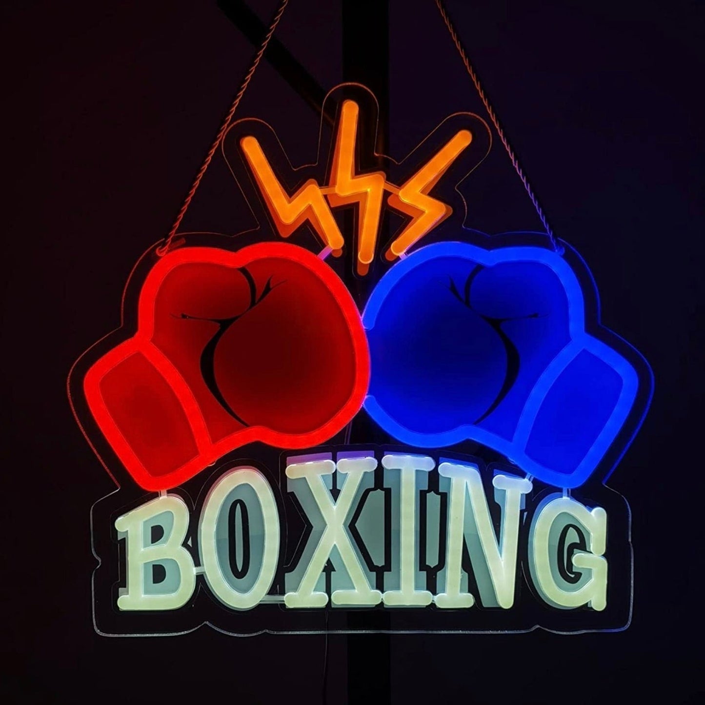 Fun Bright Red / Blue Boxing Gloves LED Night Light Sign Room Gym Wall Decor