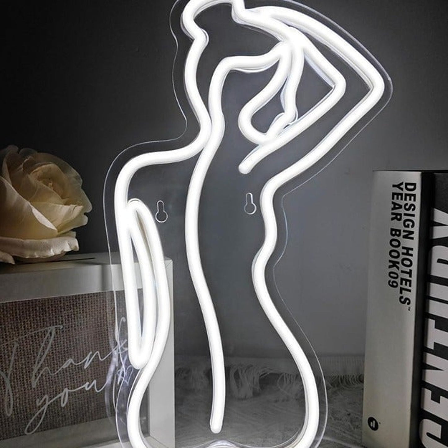 Lovely Cool Bright White Lady Back LED Night Light Room Wall Decoration