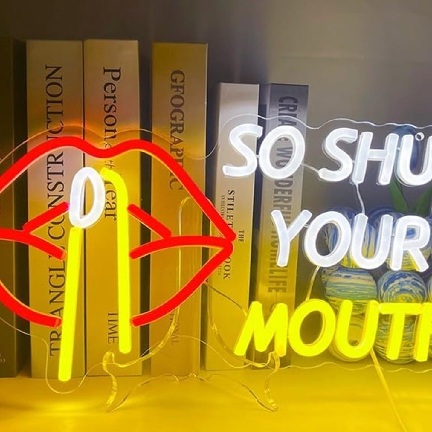 Fun Bright “So Shut Your Mouth” Red Lips LED Night Light Room Wall Decoration