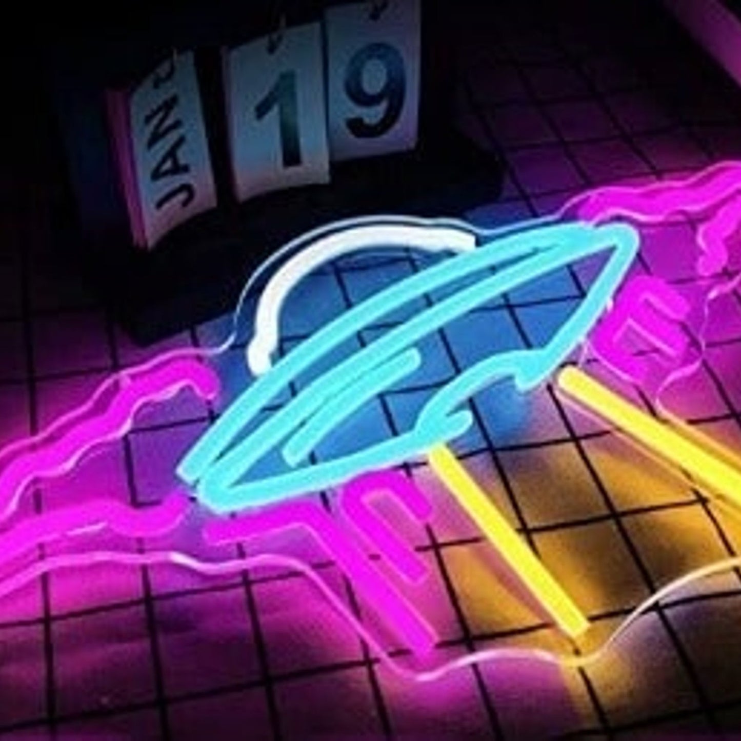 Lovely Bright Alien UFO Spaceship Pink Cloud LED Night Light Room Wall Decor