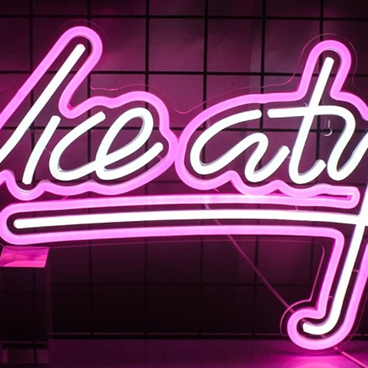 Vivid Bright Pink /White “Vice City” LED Night Light Video Game Room Wall Decor