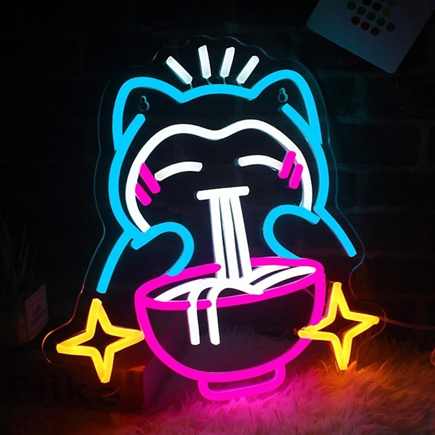 Fun Bright Snorlax Pokemon Eating Ramen Noodles LED Light Video Game Room Decor
