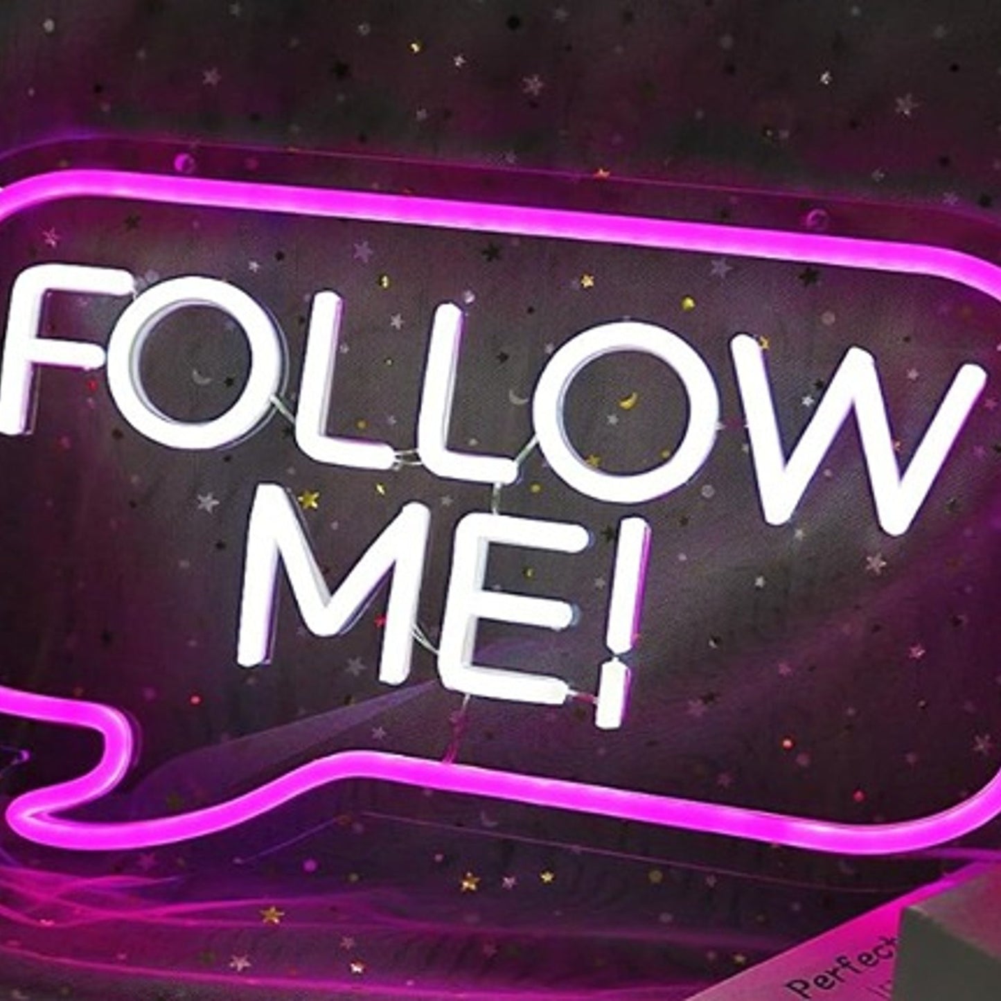 Lovely Bright Pink “Follow Me!” Text Bubble LED Night Light Room Wall Decoration