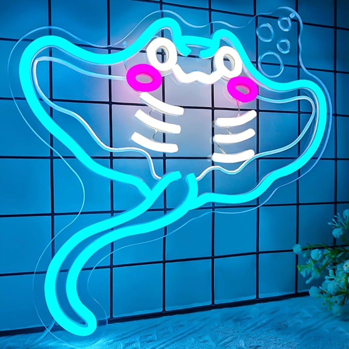 Fun Bright Blue Happy Baby Sting Ray LED Night Light Room Wall Decor