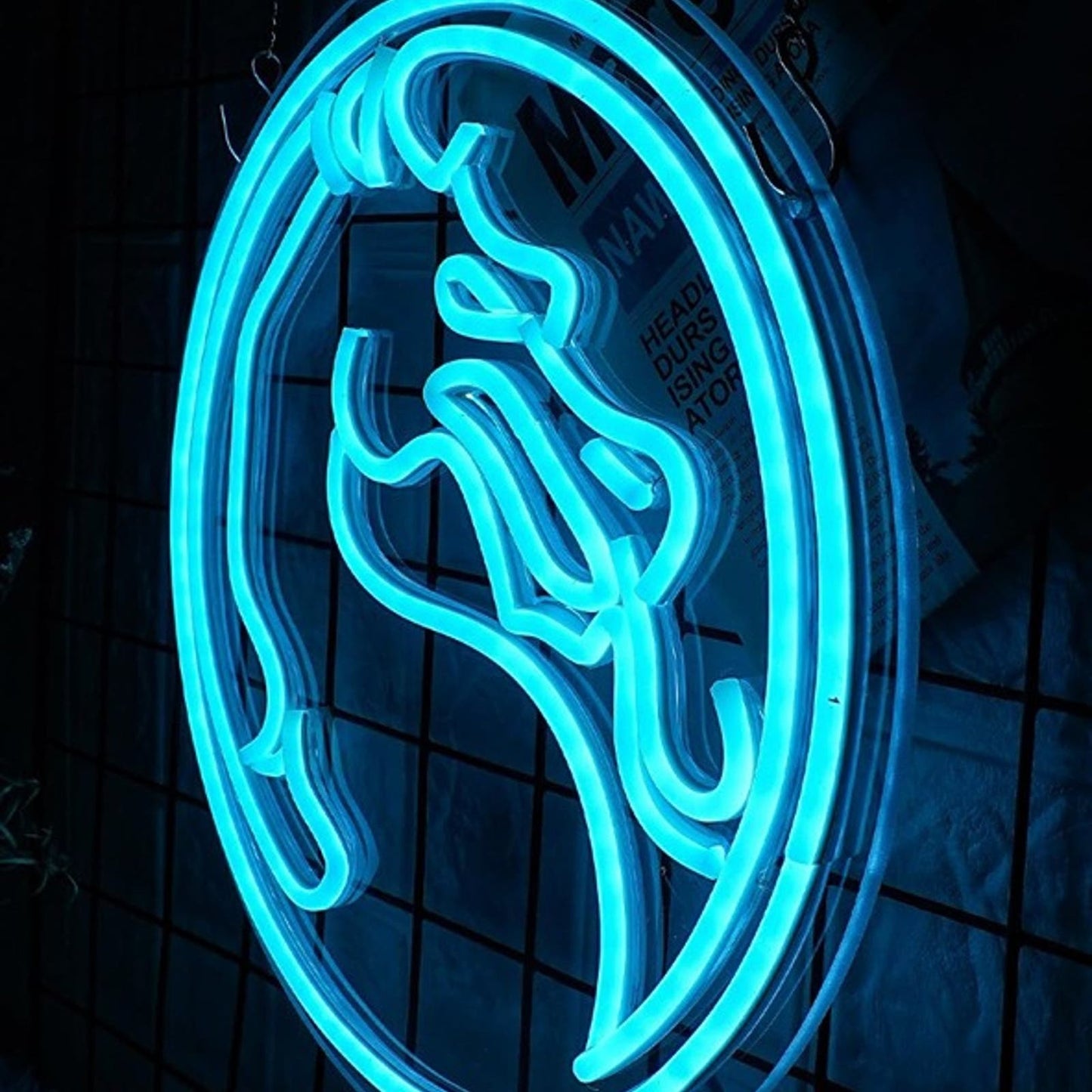 Fun Vivid Bright Blue Mortal Kombat Dragon Logo LED Light Game Room Decor