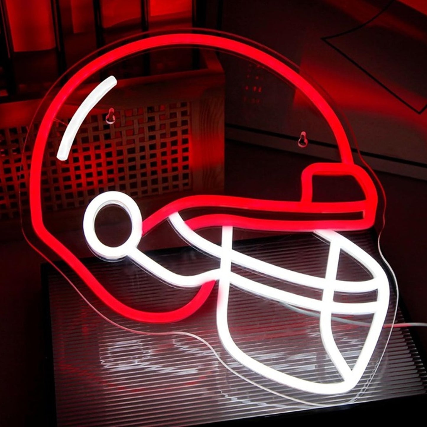 Vivid Bright Red Football Helmet LED Night Light NFL Sport Room Wall Decoration