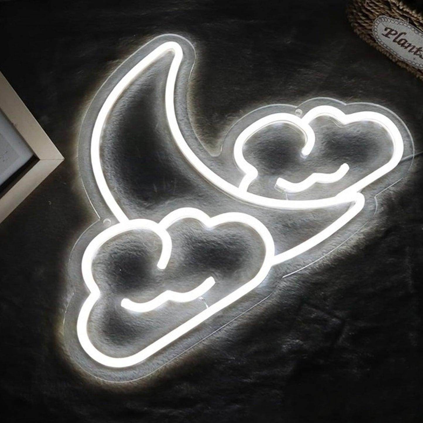 Lovely Bright Crescent Moon in Clouds LED Night Light Room Wall Decoration