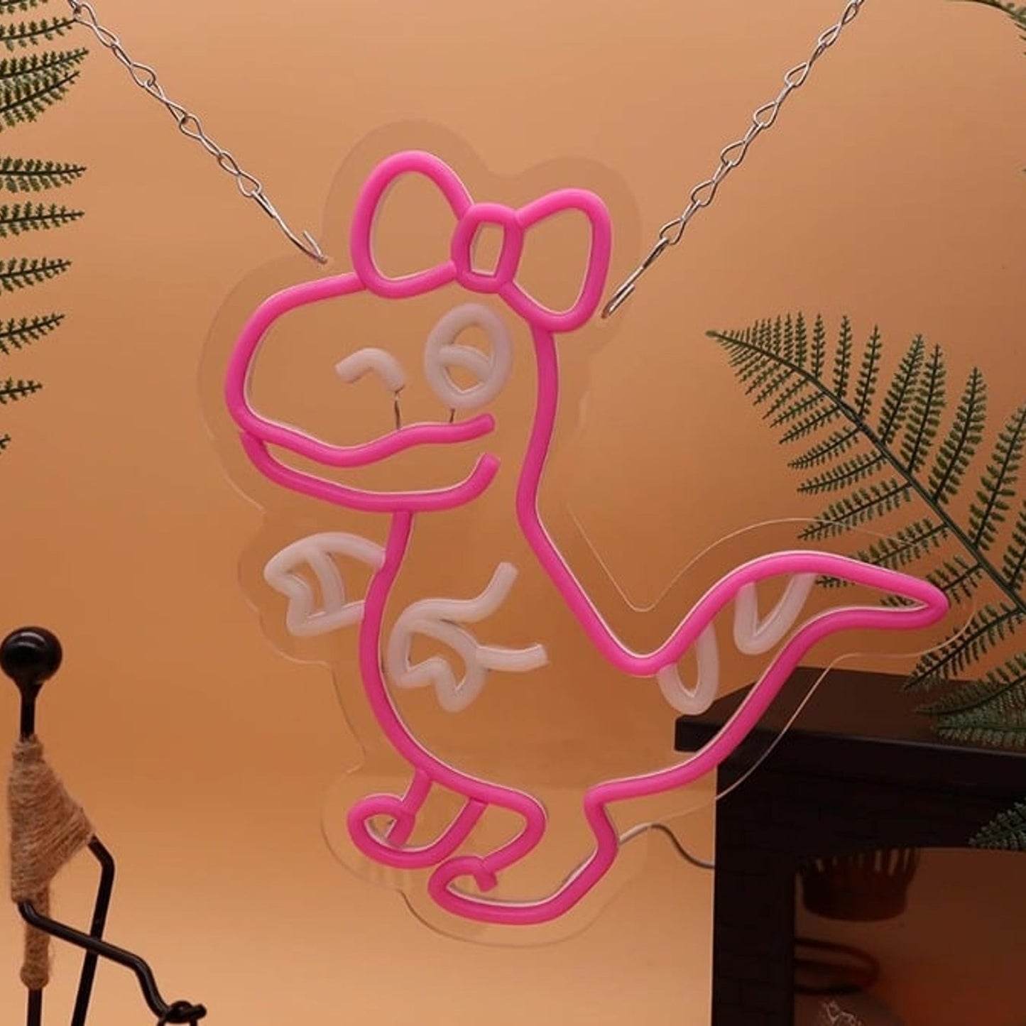 Lovely Bright Pink Box T-Rex Dinosaur LED Night Light Room Wall Decoration