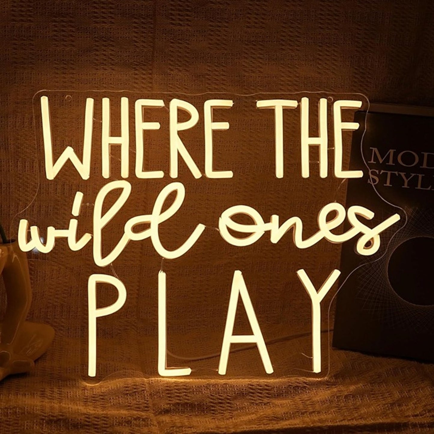 Fun Warm Bright “Where the Wild Ones Play” LED Night Light Room Wall Decor