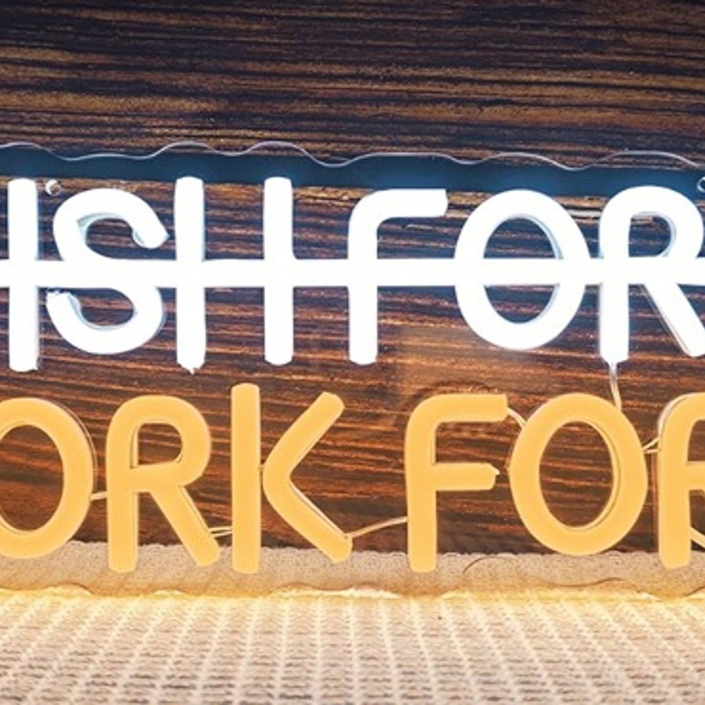 Vivid Bright “Wish For It / Work For It” LED Night Light Motivation Decoration