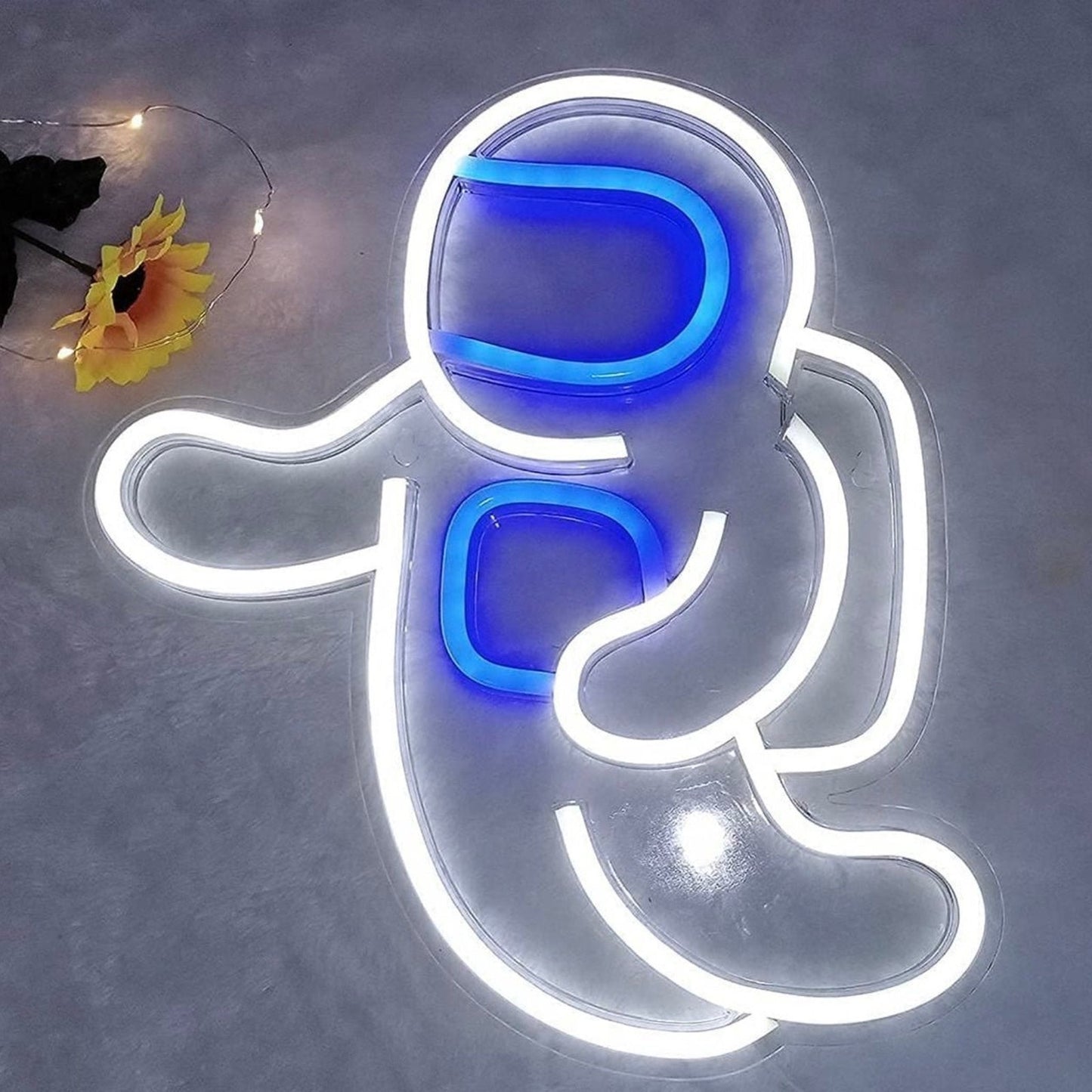 Fun Bright White & Blue Floating Space Astronaut LED Night Light Room Wall Decor