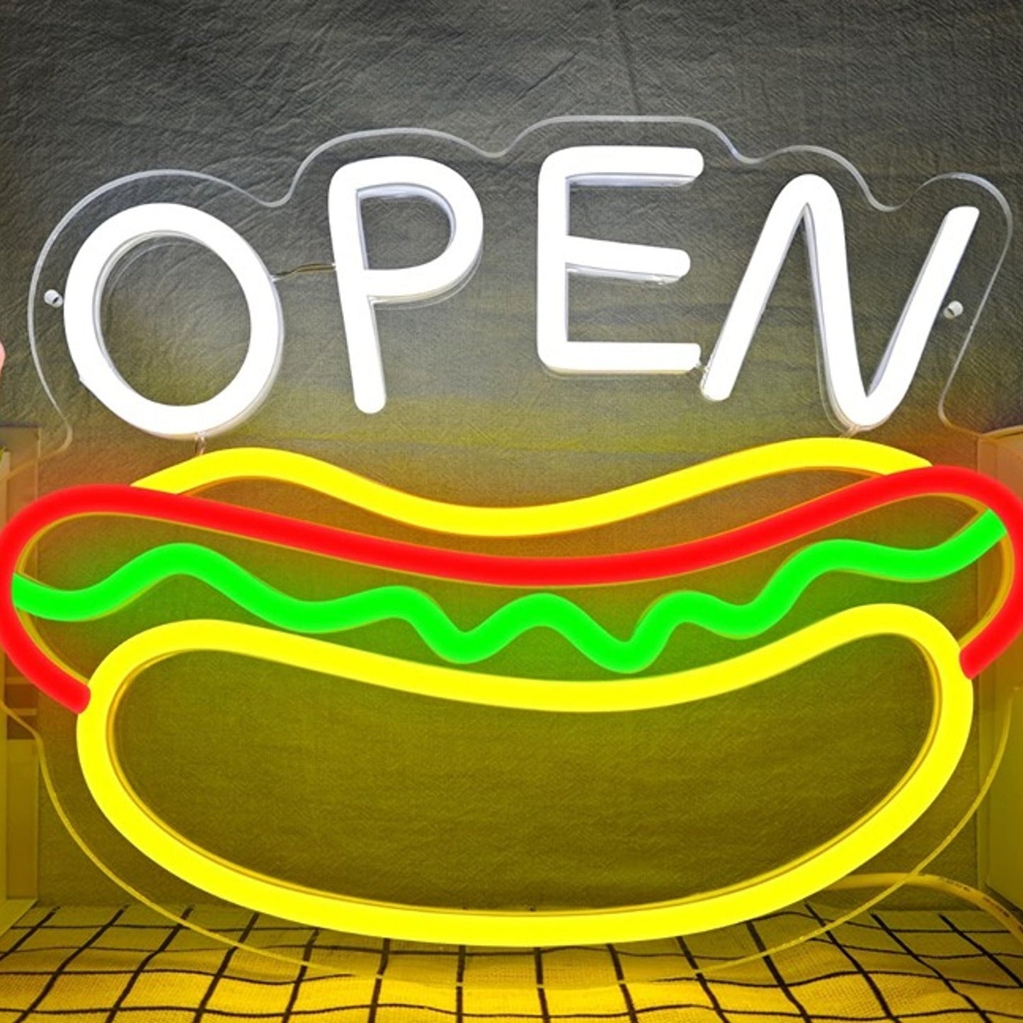 Vivid Bright Tasty “Open” Hotdog LED Night Light Room Wall Decoration