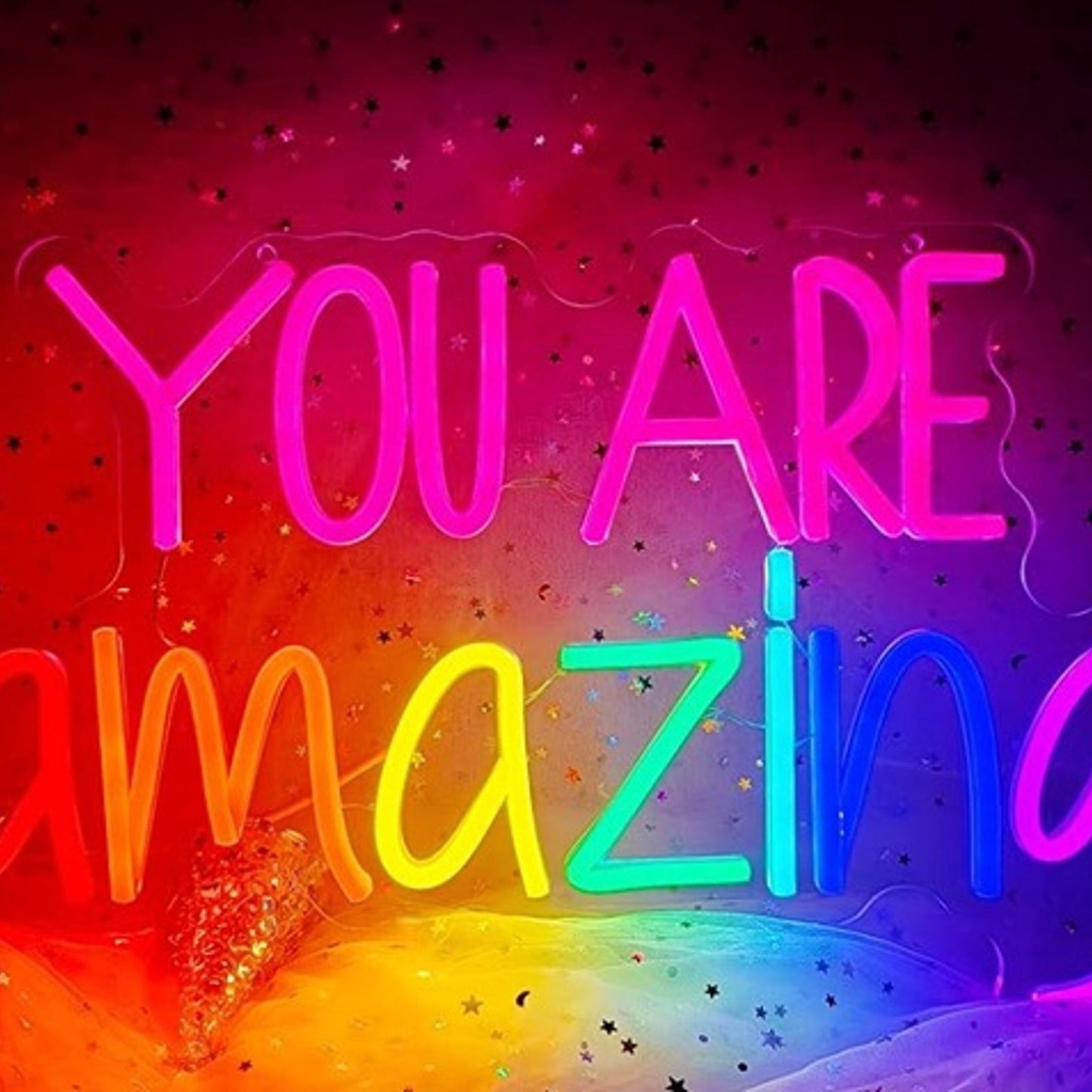 Lovely Bright Rainbow “You Are Amazing” LED Night Light Room Wall Decoration