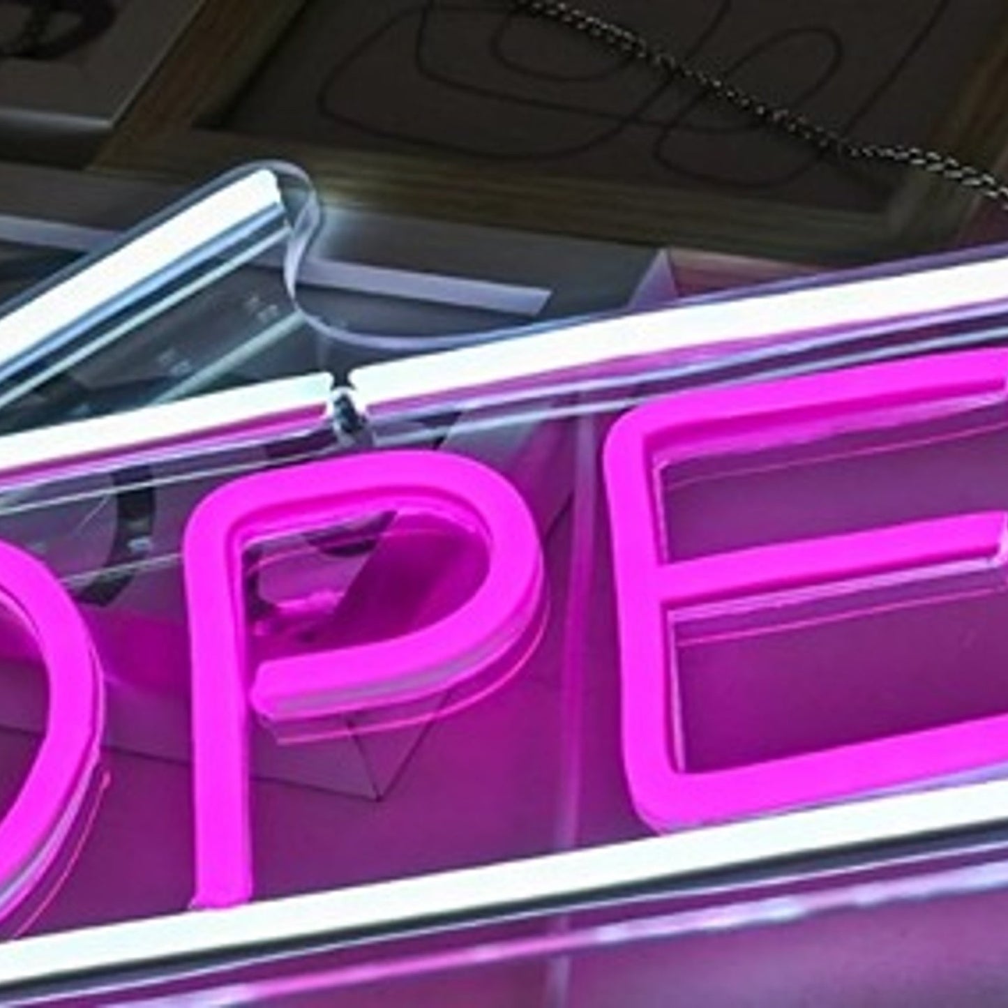 Fun Bright Pink “Open” Scissors Sign LED Light Salon Spa Barber Shop Decor
