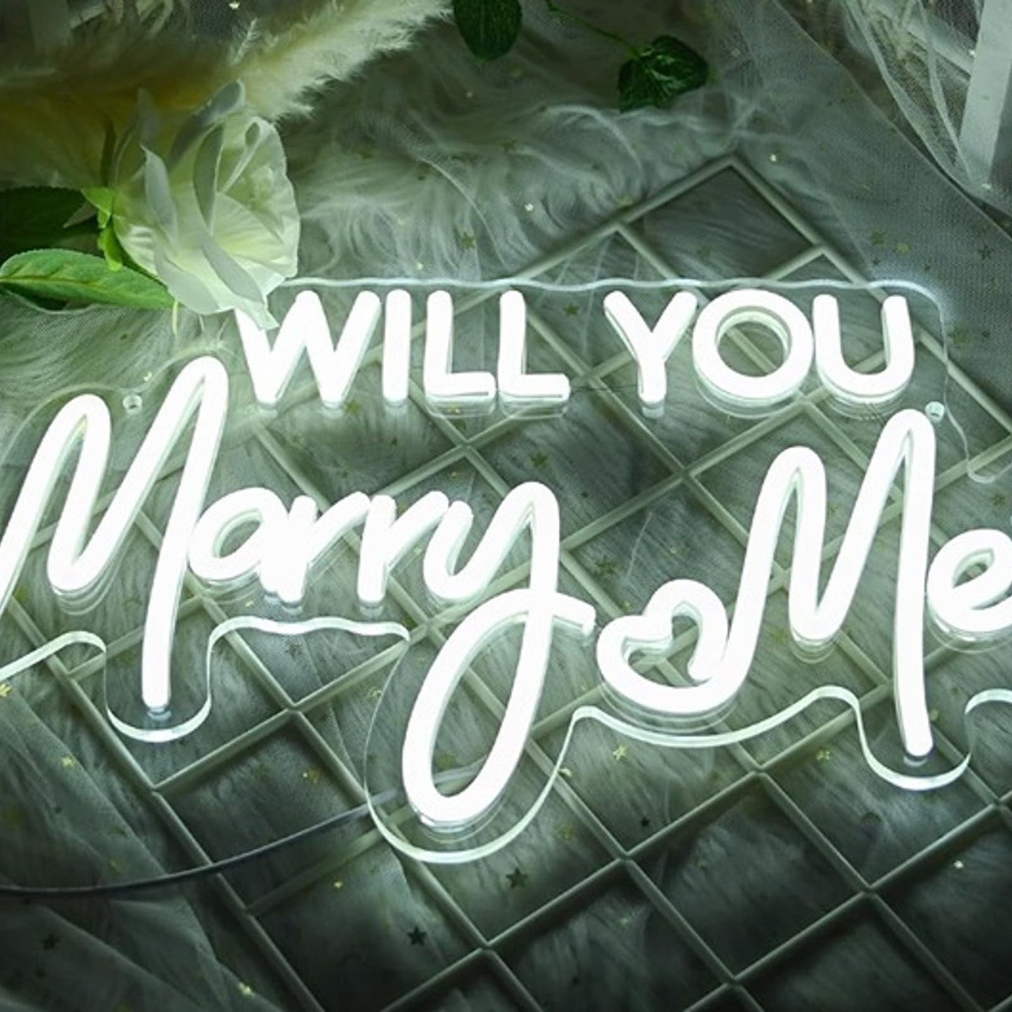 Lovely Bright White “Will You Marry Me?” Heart LED Night Light Room Wall Decor
