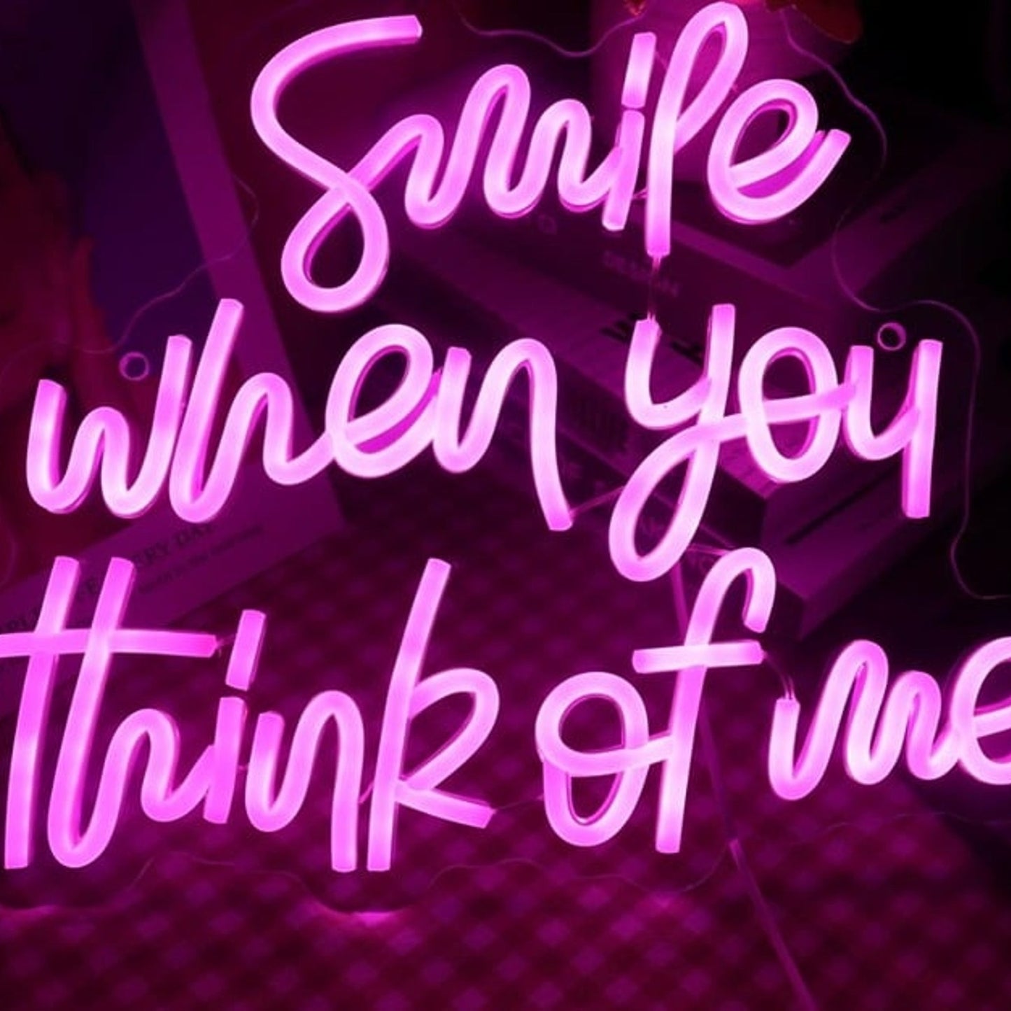 Lovely Bright Pink “Smile When You Think of Me” LED Night Light Room Wall Decor