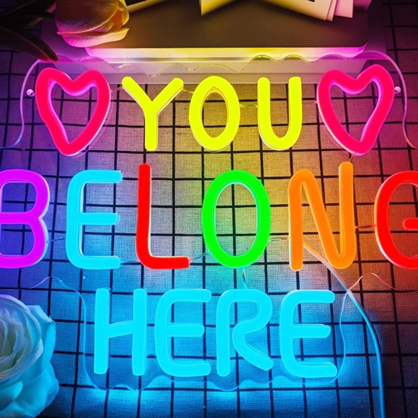 Lovely Bright Colorful “You Belong Here” LED Night Light Room Wall Decoration