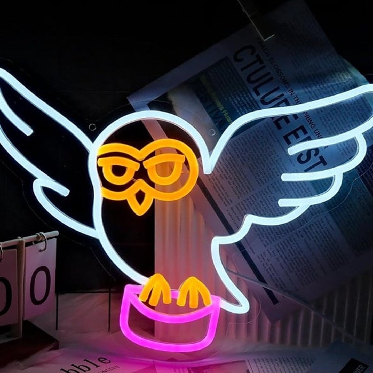 Lovely Bright White Flying Owl LED Night Light Harry Potter Room Wall Decoration
