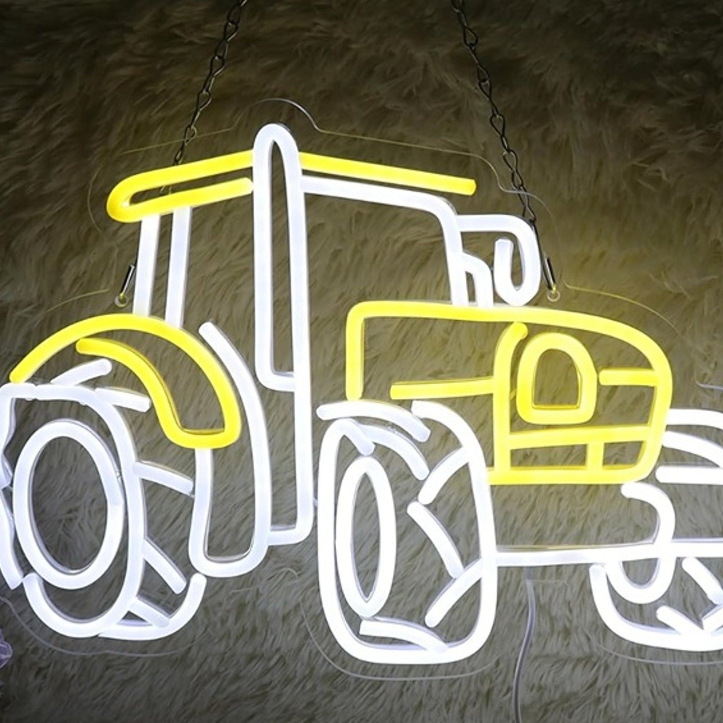 Vivid Bright White / Yellow Farm Tractor LED Night Light Barn Room Wall Decor