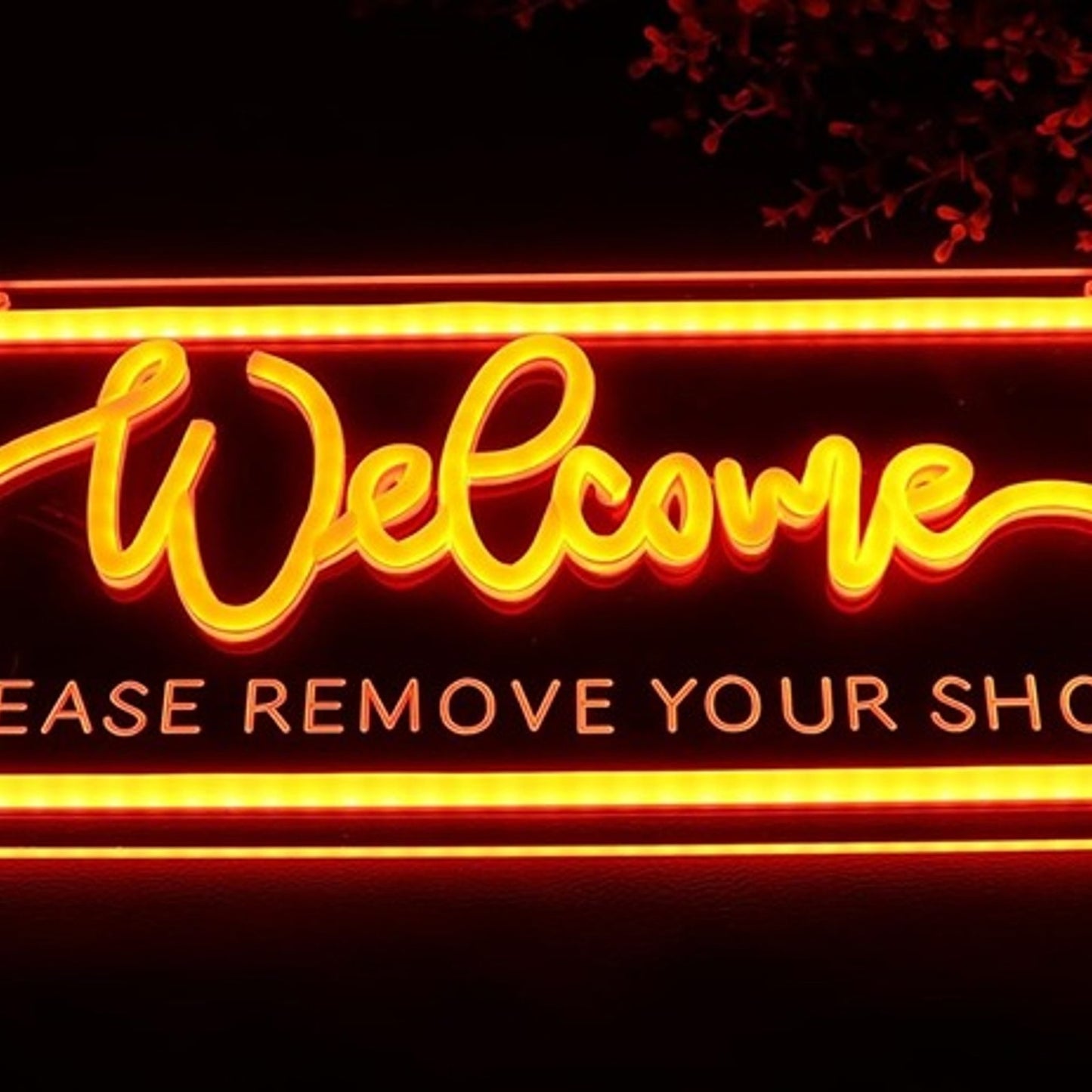 Vivid Bright “Welcome Please Remove Your Shoes” LED Night Light Room Wall Decor