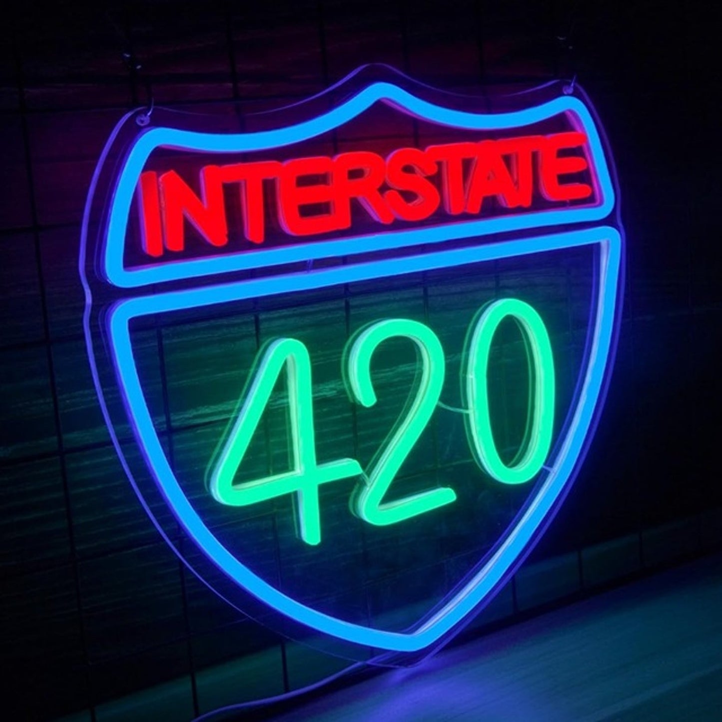 Fun Vivid Bright “Interstate 420” LED Night Light Room Wall Road Sign Decor