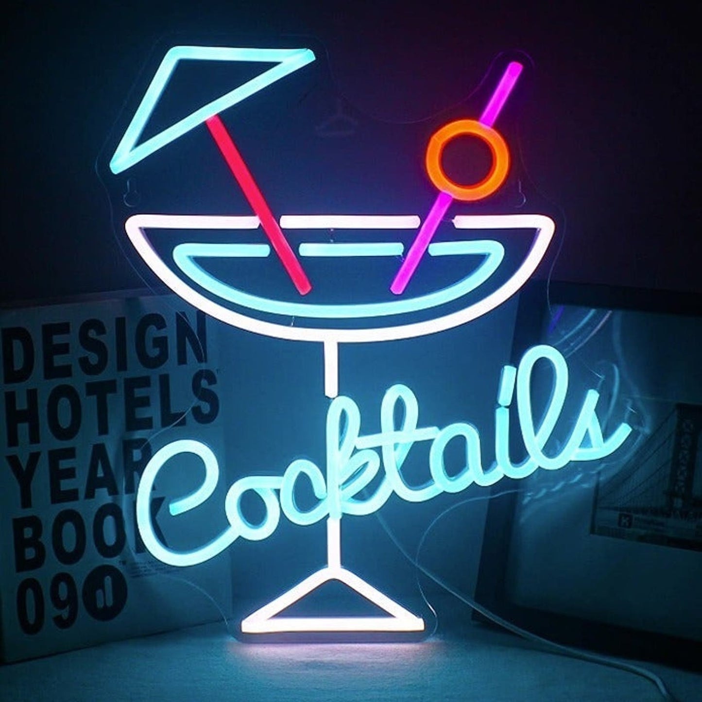 Fun Vivid Bright Blue Cocktails LED Night Light Bar Party Decoration