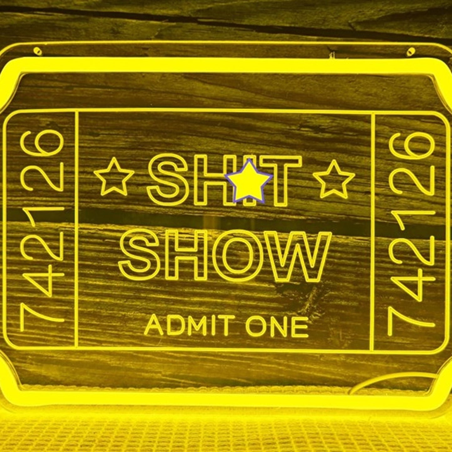 Fun Bright Yellow Show Ticket LED Night Light Room Wall Cinema Theater Decor