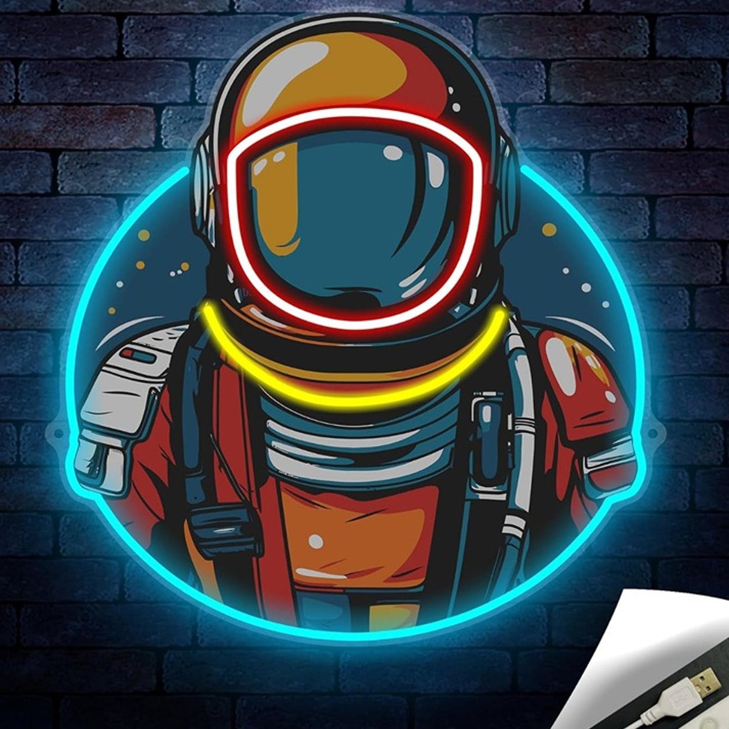 Fun Bright Color Astronaut in Space LED Night Light Room Wall Decoration