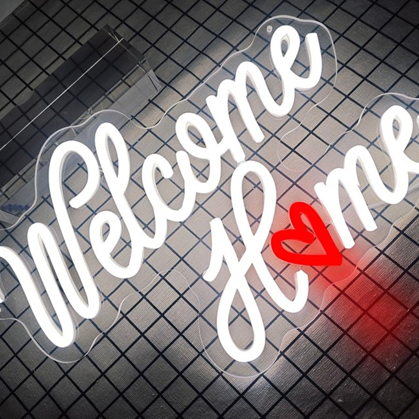 Lovely Bright White “Welcome Home” Red Heart LED Night Light Room Wall Decor