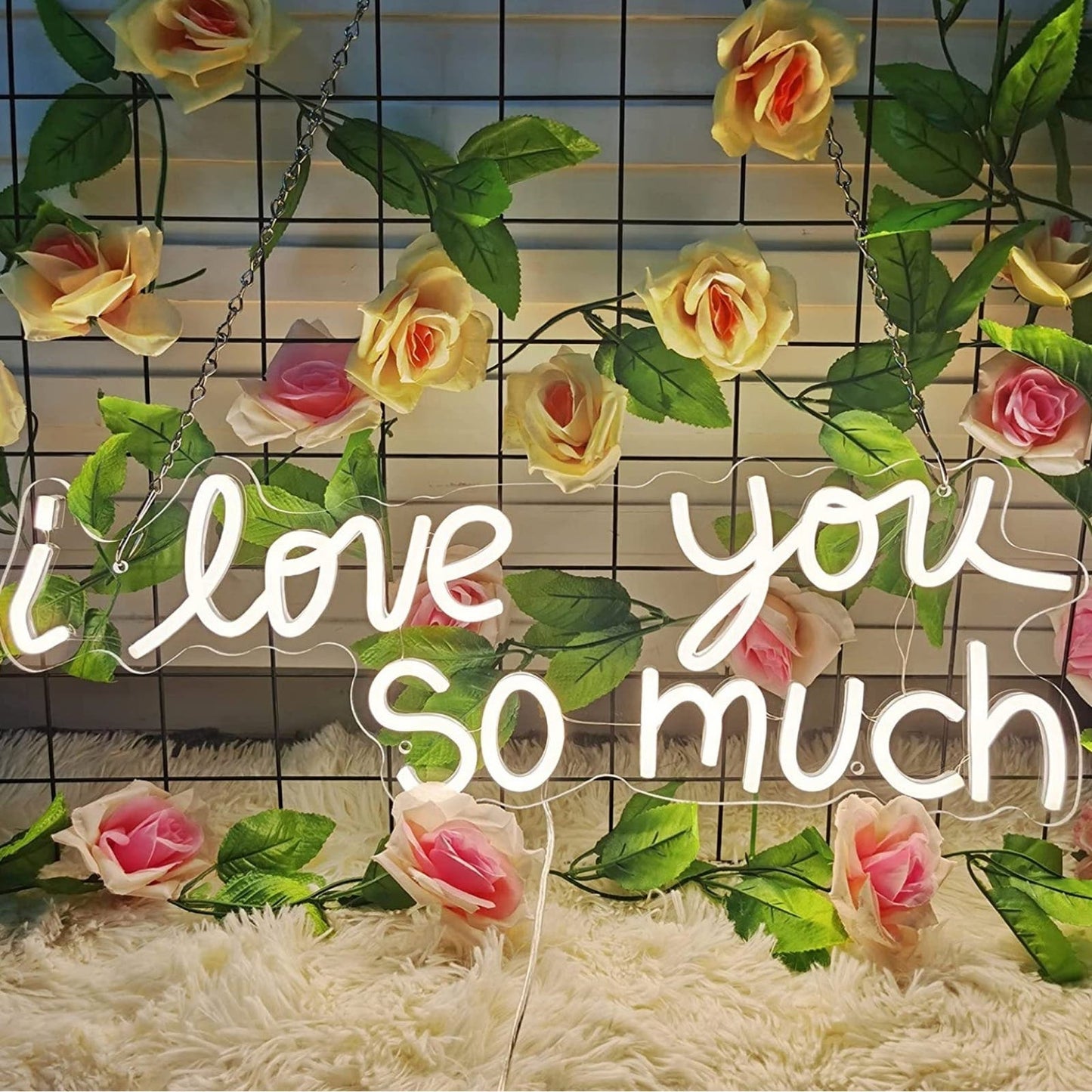 Lovely Bright Warm White “I Love You So Much” LED Night Light Room Wall Decor