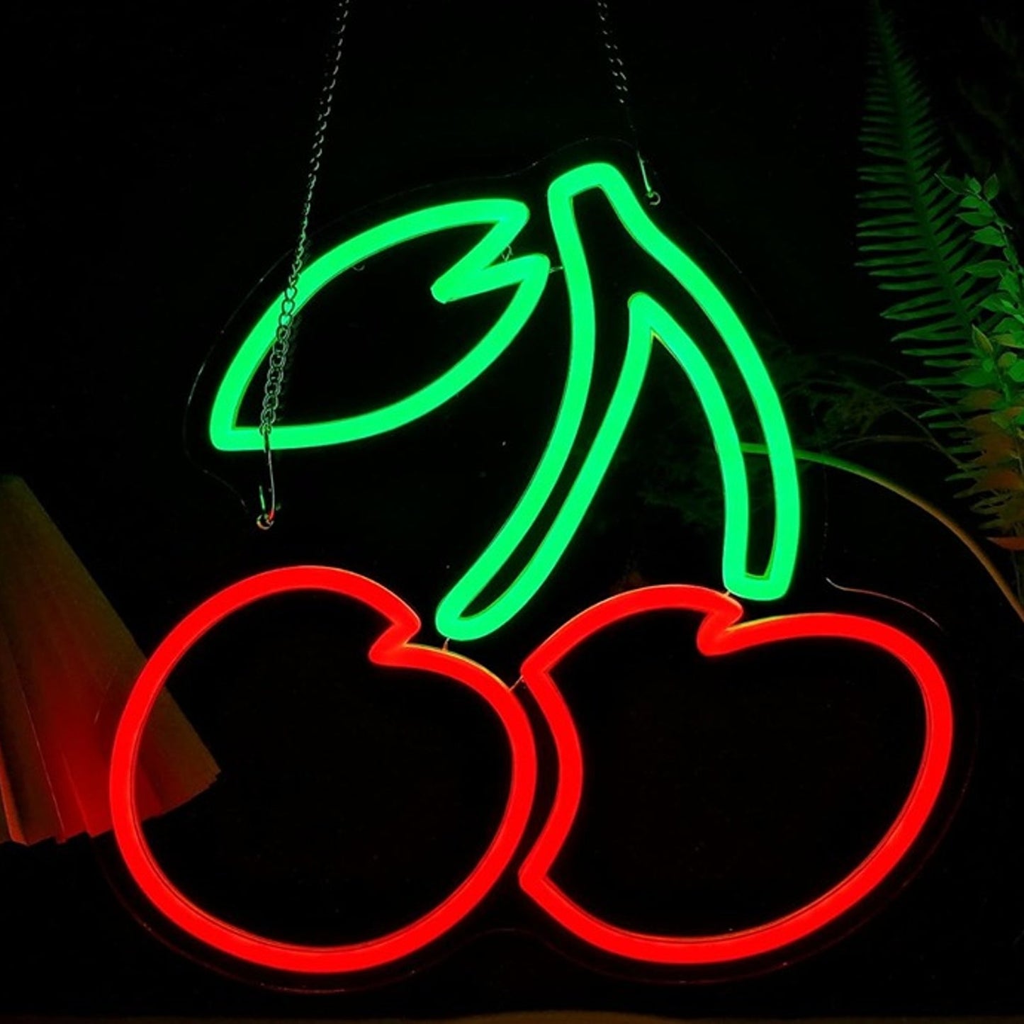 Tasty Bright Red Pair of Cherries LED Night Light Fruit Room Wall Decoration