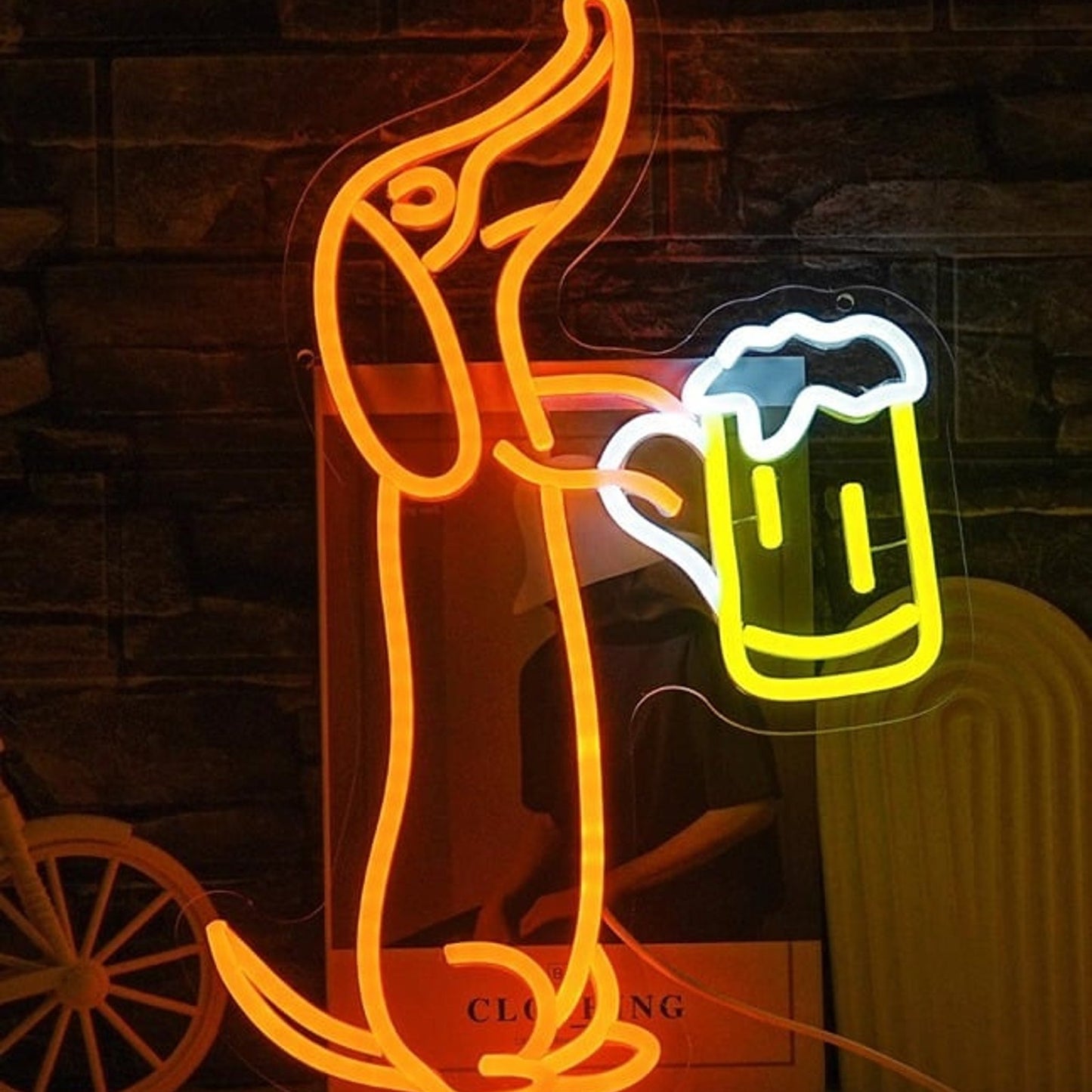 Fun Bright Weiner Puppy Dog Dachshund with a Jug of Beer Light Bar Wall Decor