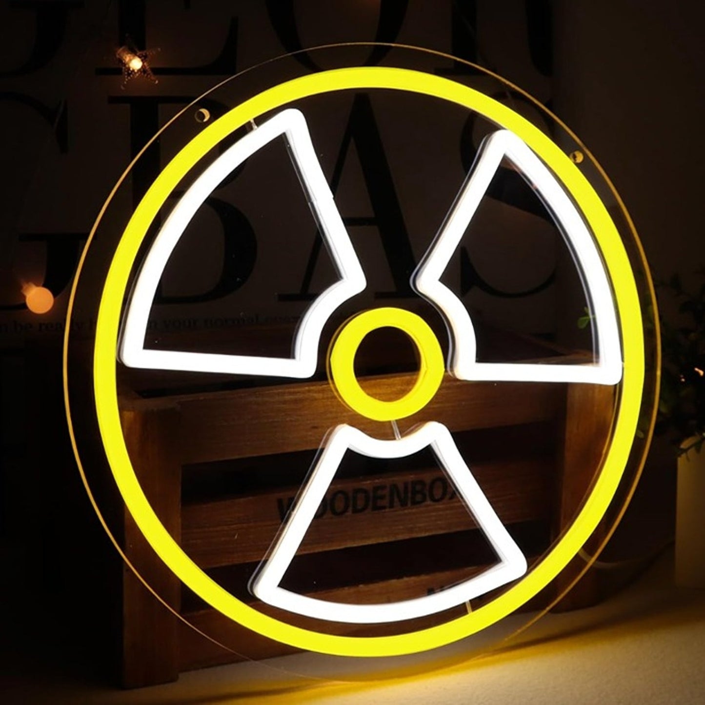 Vivid Bright Nuclear Radiation LED Night Light Sign Room Wall Decoration