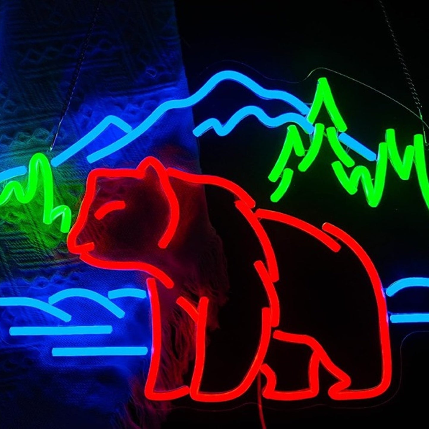 Lovely Bright Bear in the Mountains LED Night Light Room Wall Decoration