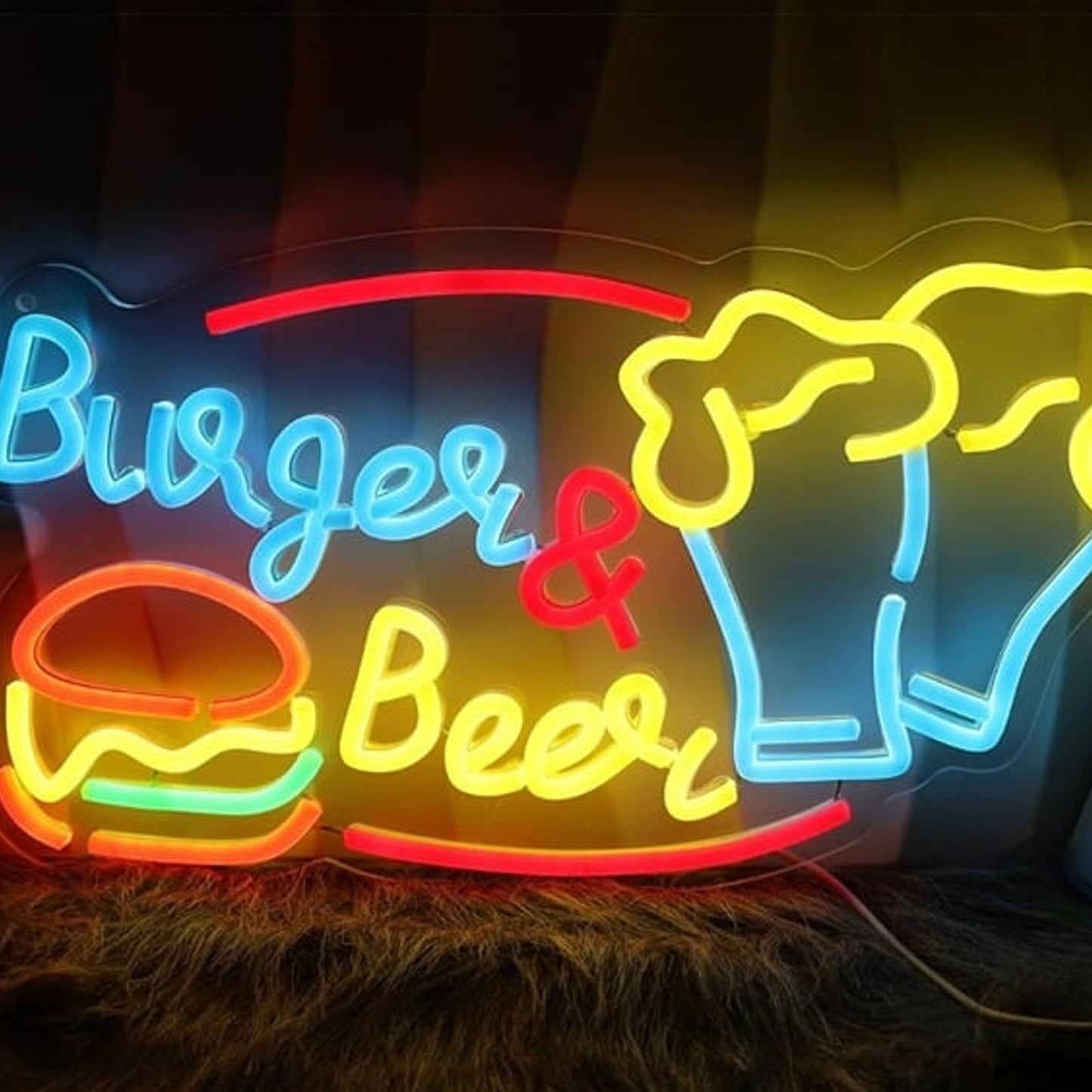 Vivid Bright “Burgers & Beer” LED Light Bar Party Celebration Decoration