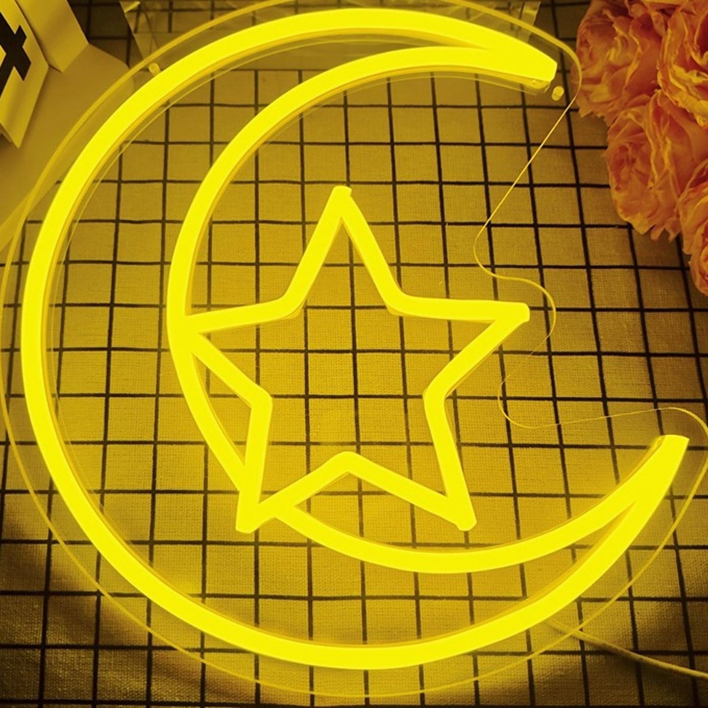 Lovely Bright Yellow Moon and Star LED Night Light Room Wall Decoration