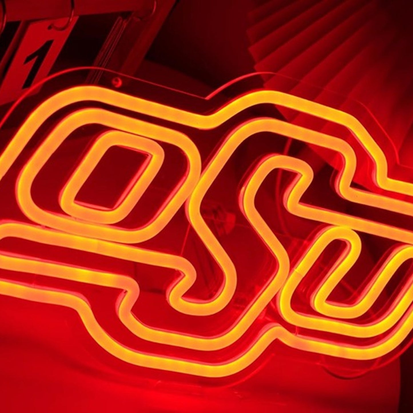 Vivid Bright Red OSU Oklahoma State University LED Night Light Room Wall Decor