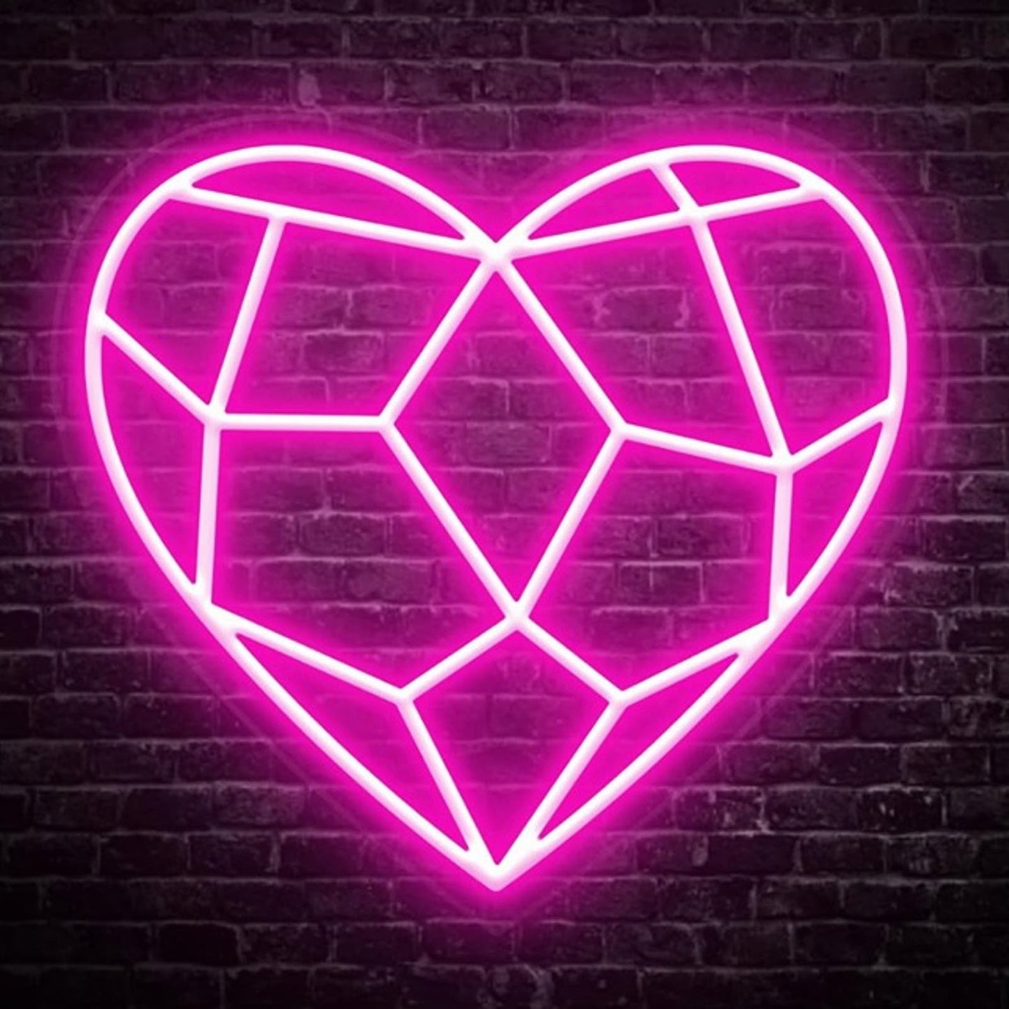 Lovely Bright Geometric Pink Heart LED Night Light Room Wall Decoration