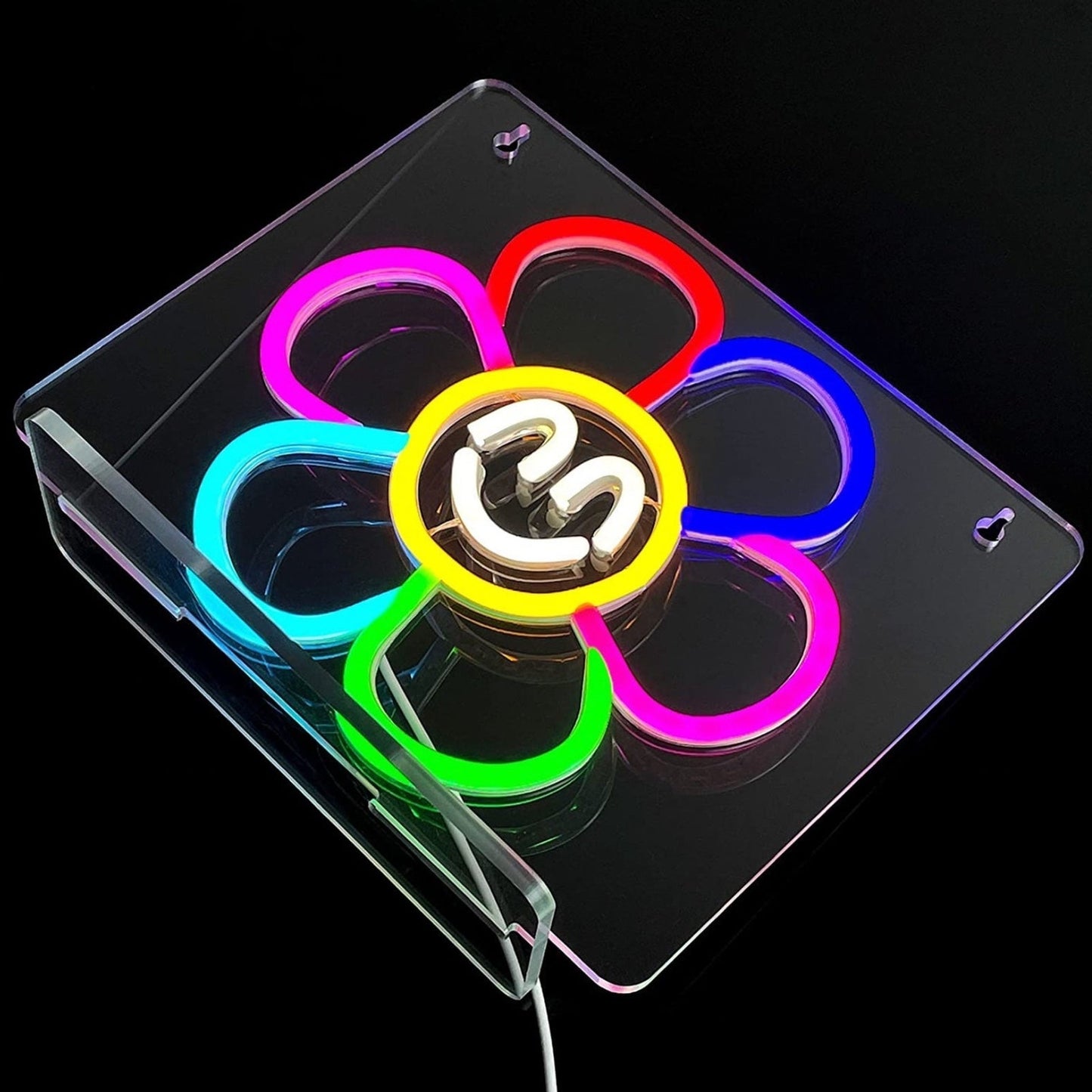 Lovely Happy Rainbow Flower LED Night Light Lamp Room Decor